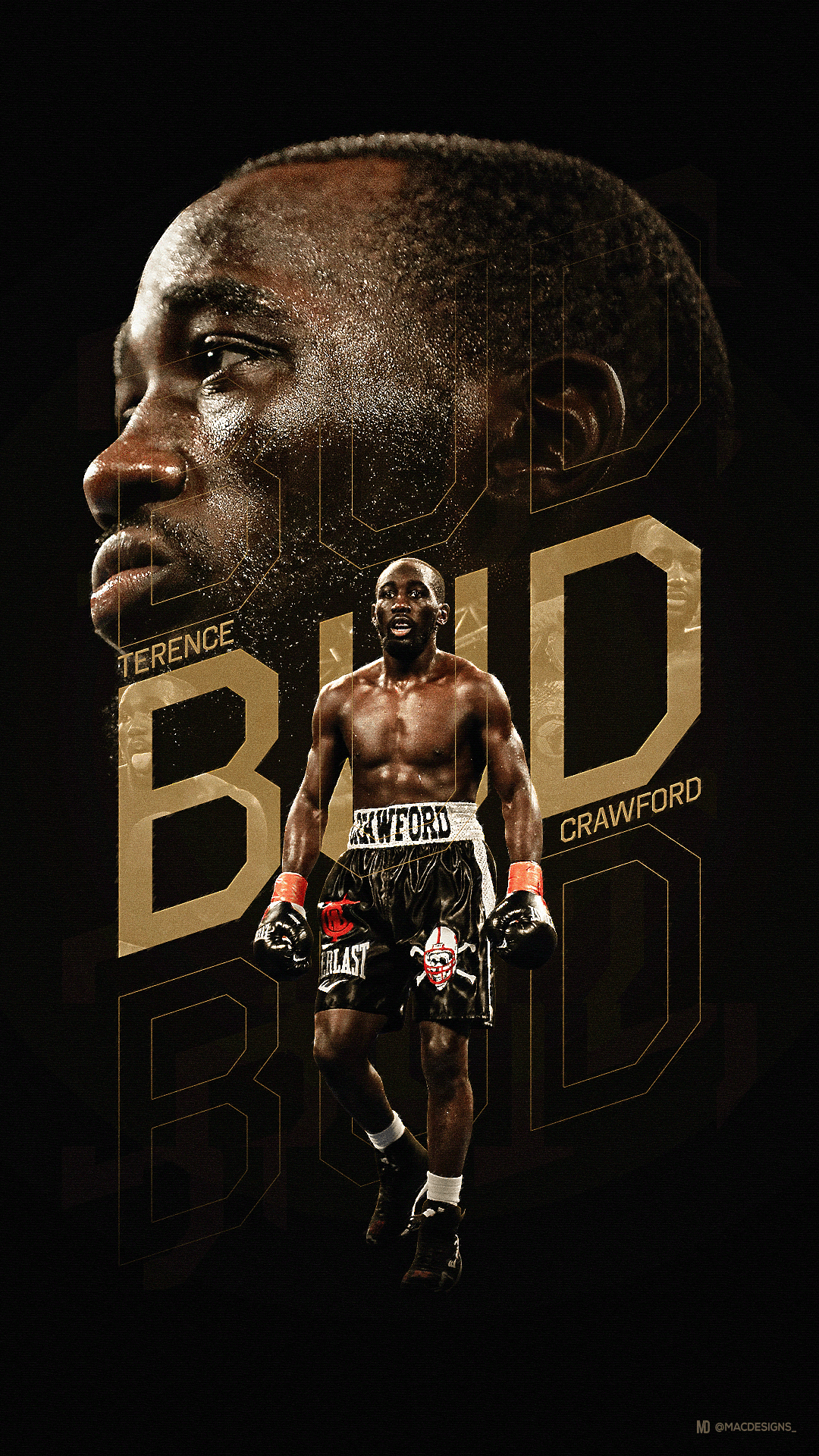 Terence Crawford poster dorato, 1080x1920 Verticale, Mobile