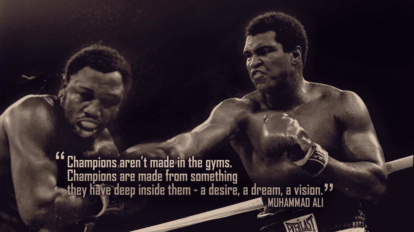 Ali Frazier citazione seppia, 1366x768 HD, Desktop