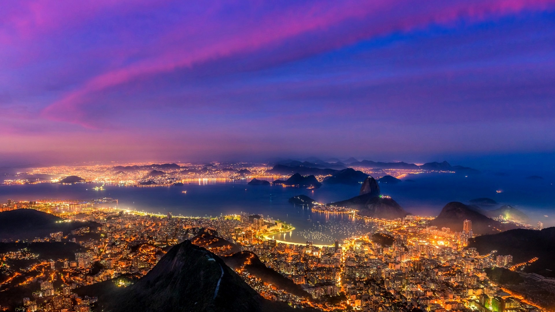 Rio de Janeiro vista notturna, 1920x1080 1080p, PC