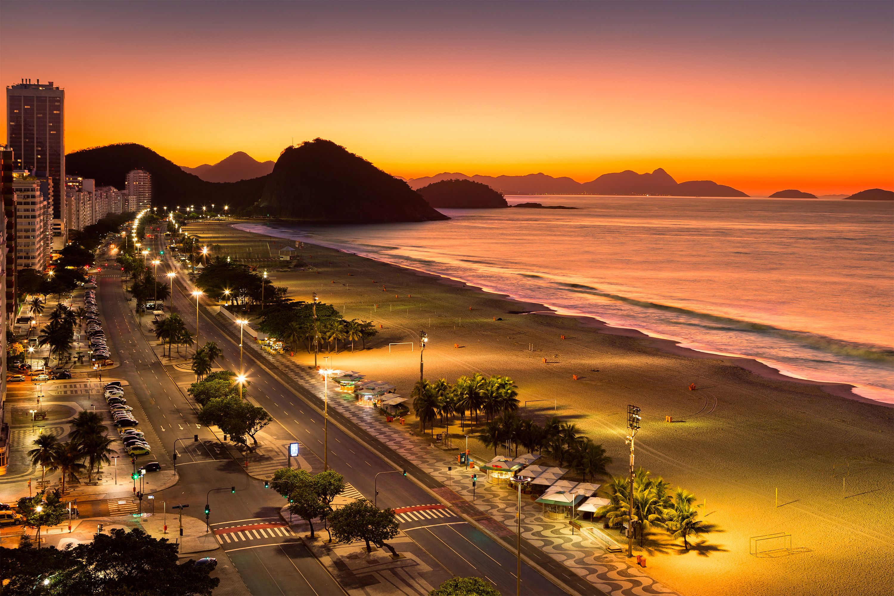 Spiaggia di Copacabana al tramonto, 3000x2001 2K, Desktop