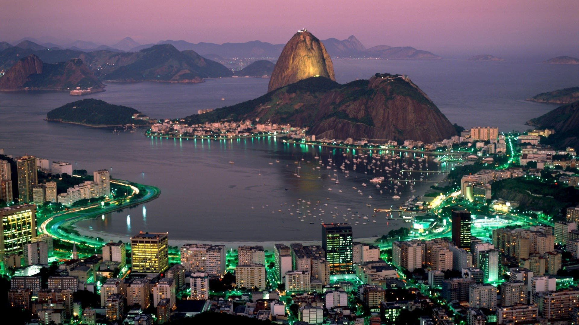 Rio de Janeiro Pan di Zucchero notturno, 1920x1080 Full HD, PC Desktop