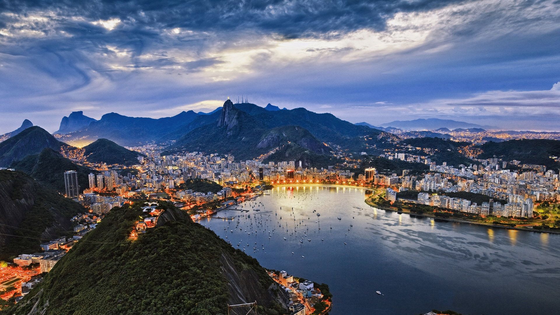 Rio de Janeiro vista panoramica sera, 1920x1080 Full HD, Desktop