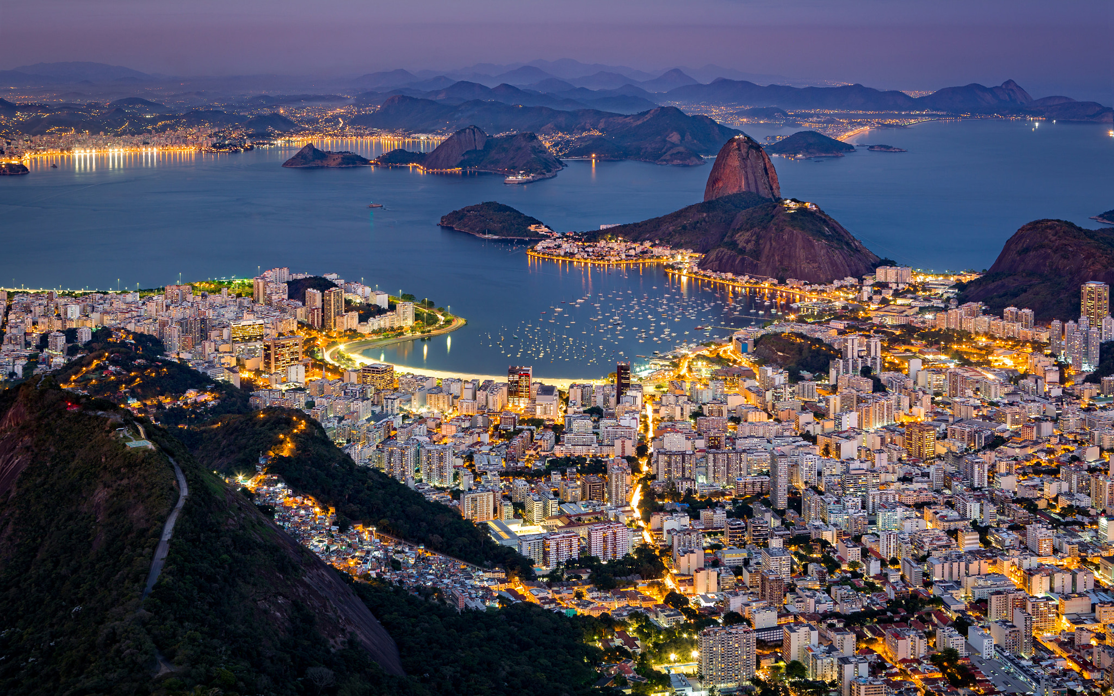 Rio de Janeiro vista aerea notturna, 3840x2400 Ultra HD, 4K TV