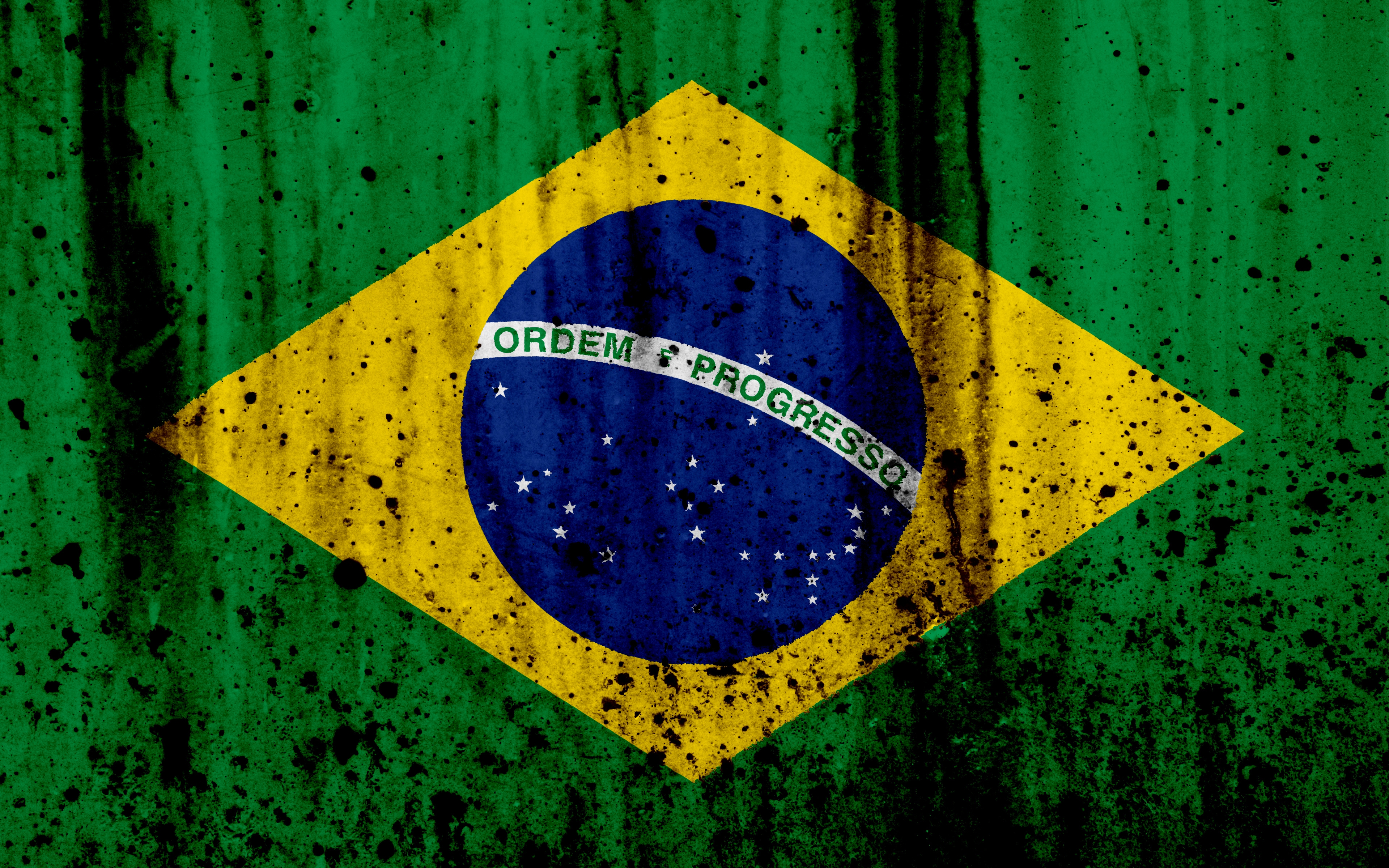 Bandiera del Brasile texture grunge, 3840x2400 Ultra HD, 4K TV