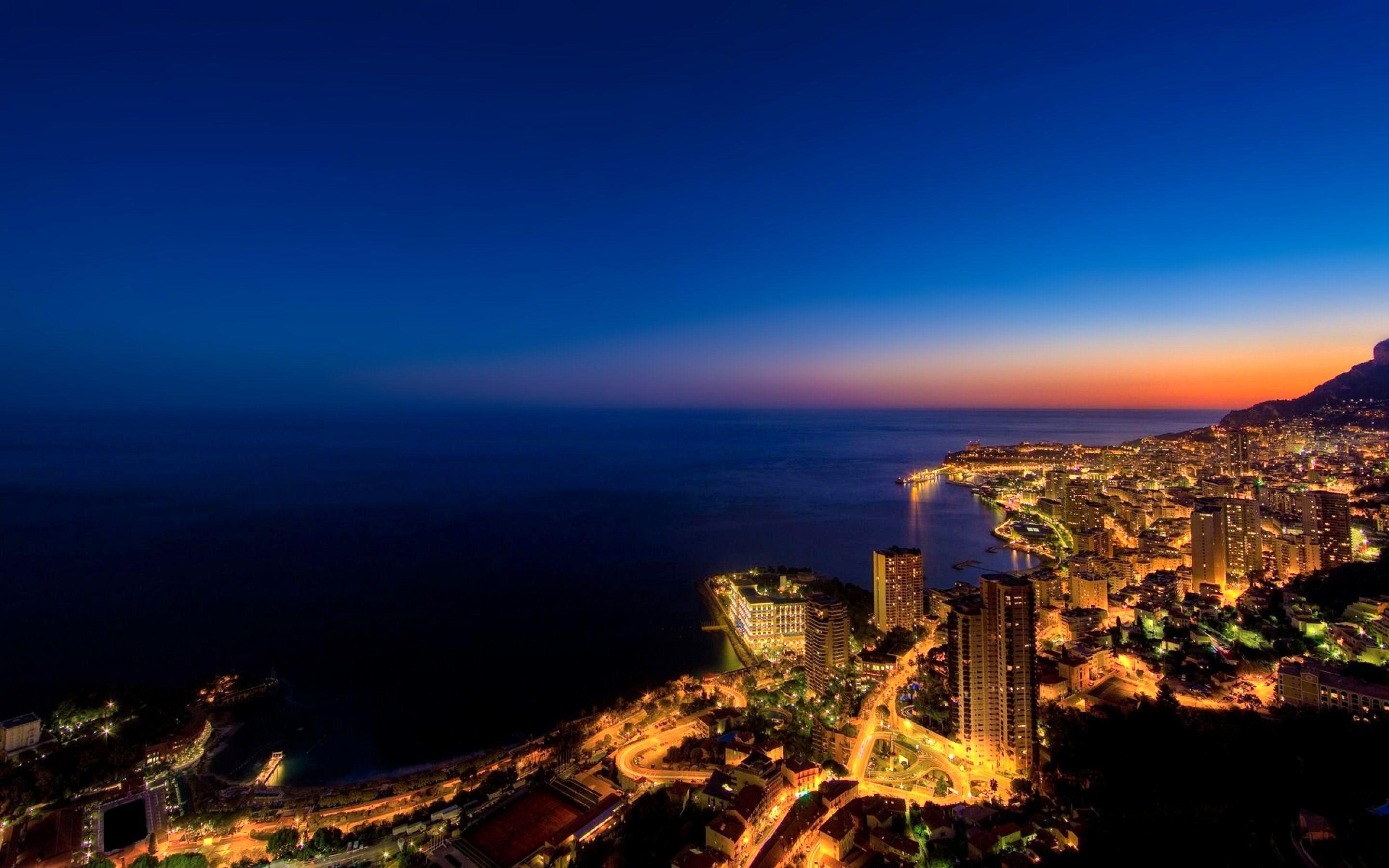 Città costiera al tramonto, 2880x1800 2K+, Desktop