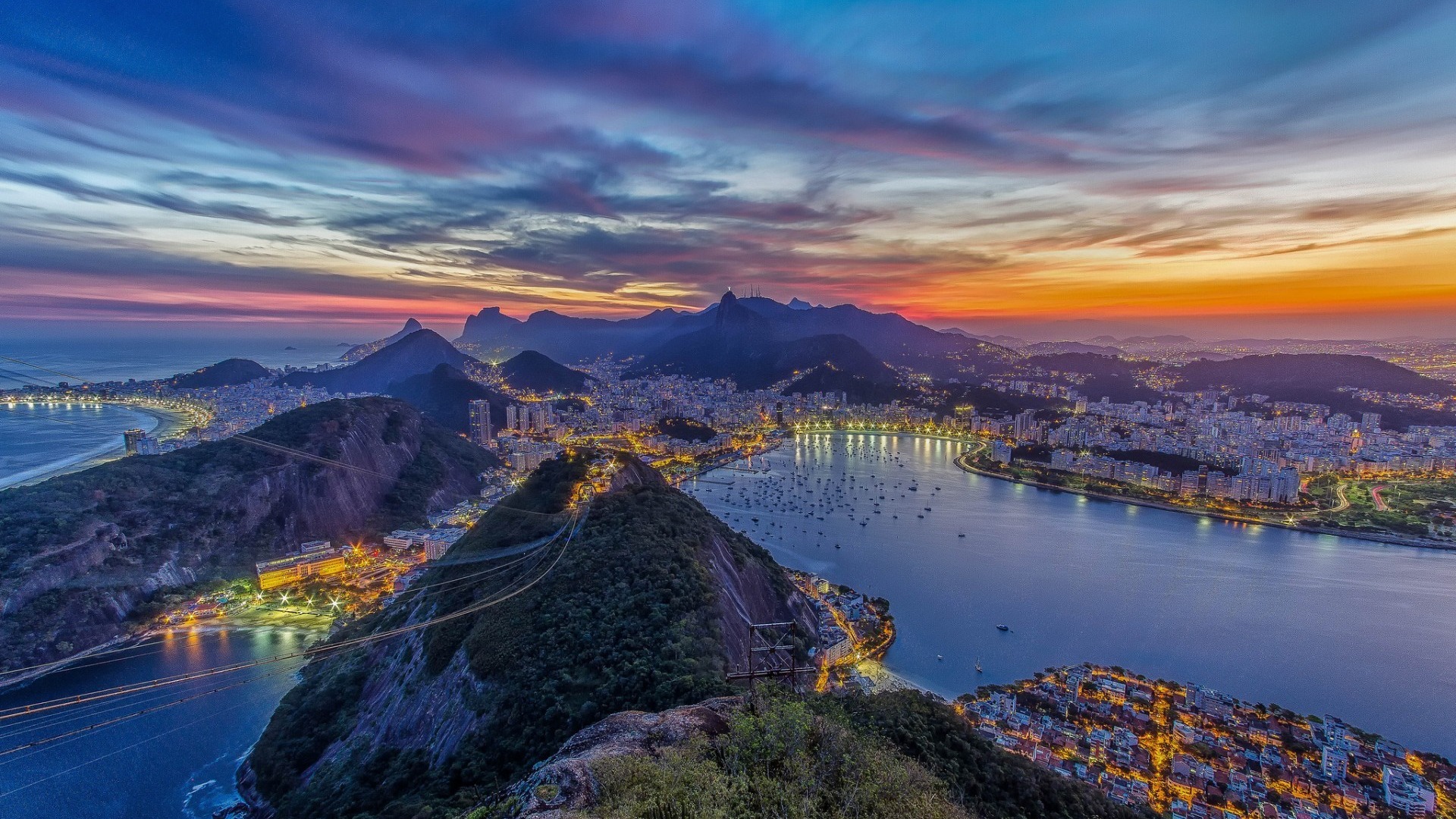 Rio de Janeiro tramonto panorama, 1920x1080 Full HD 1080p, Desktop