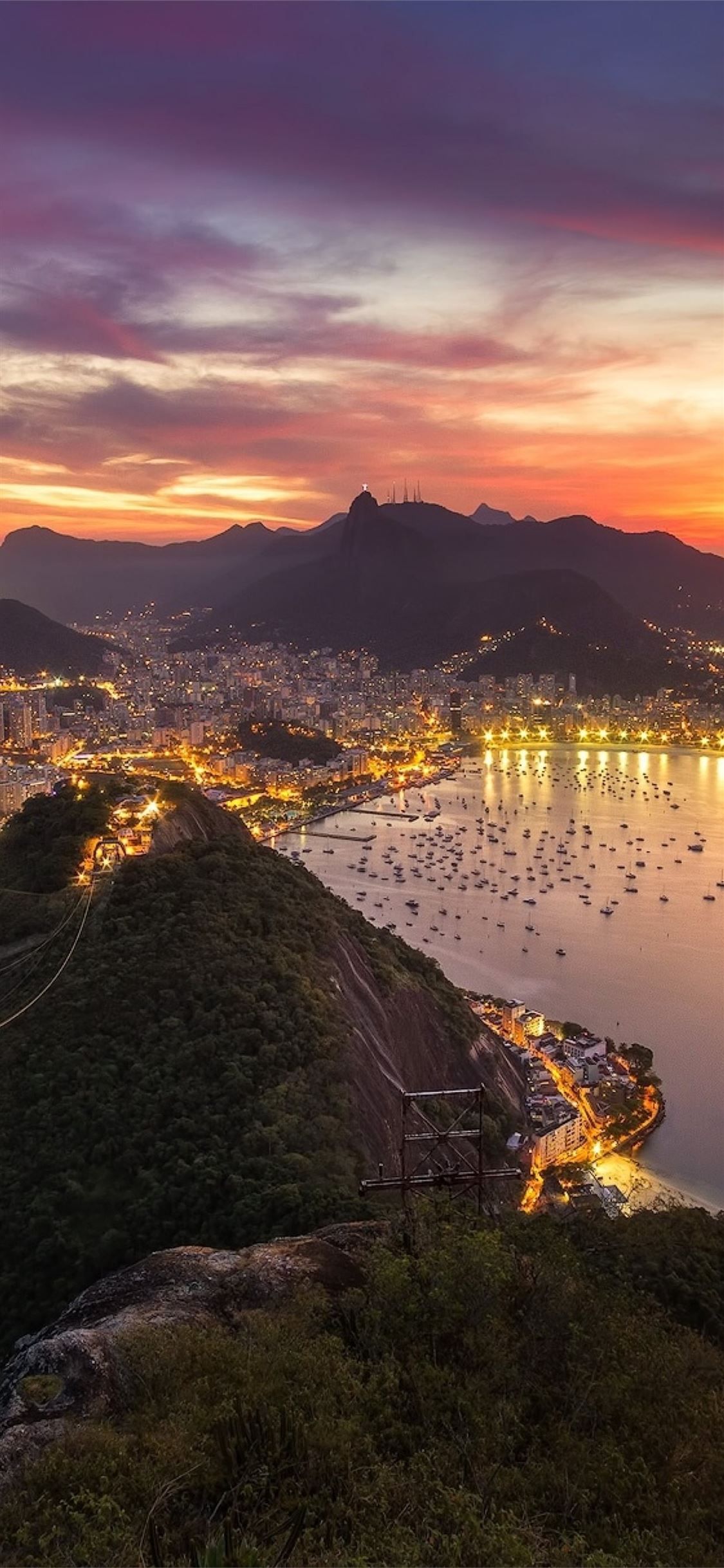 Rio de Janeiro tramonto città, 1125x2436 Full HD Verticale, Smartphone