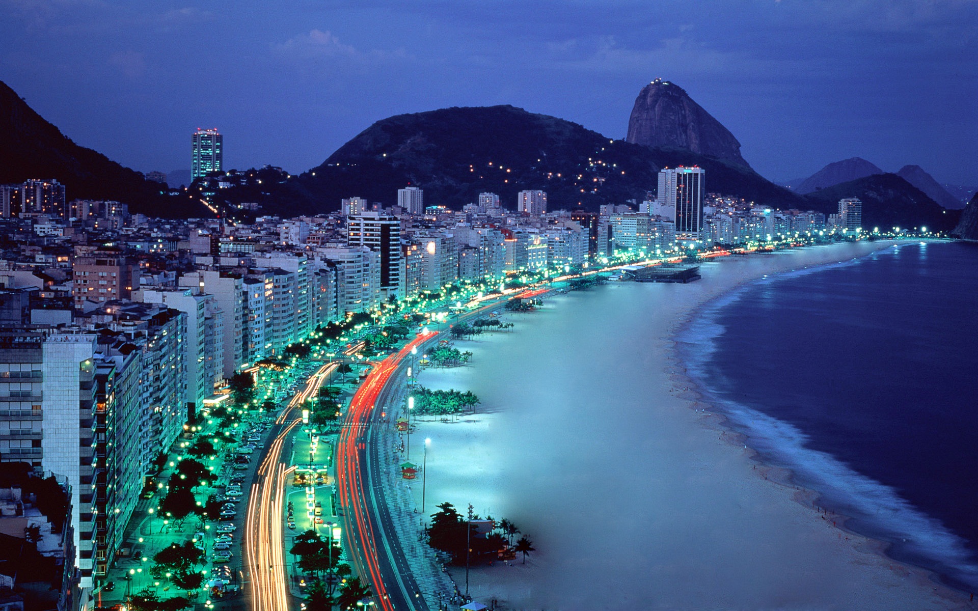 Copacabana notturna, Rio de Janeiro, 1920x1200 Full HD+, Desktop