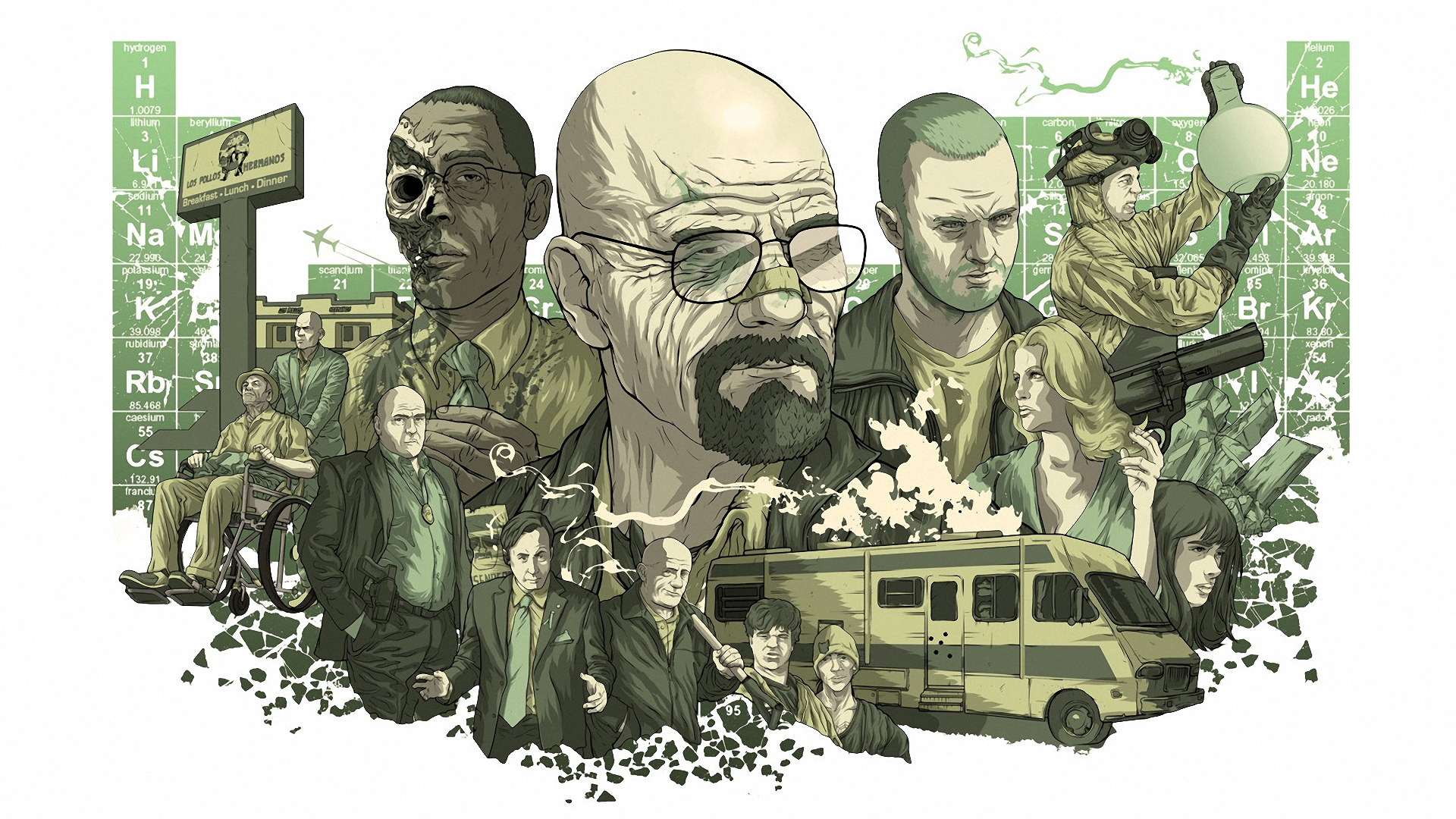 Breaking Bad personaggi illustrazione, 1920x1080 1080p, Laptop