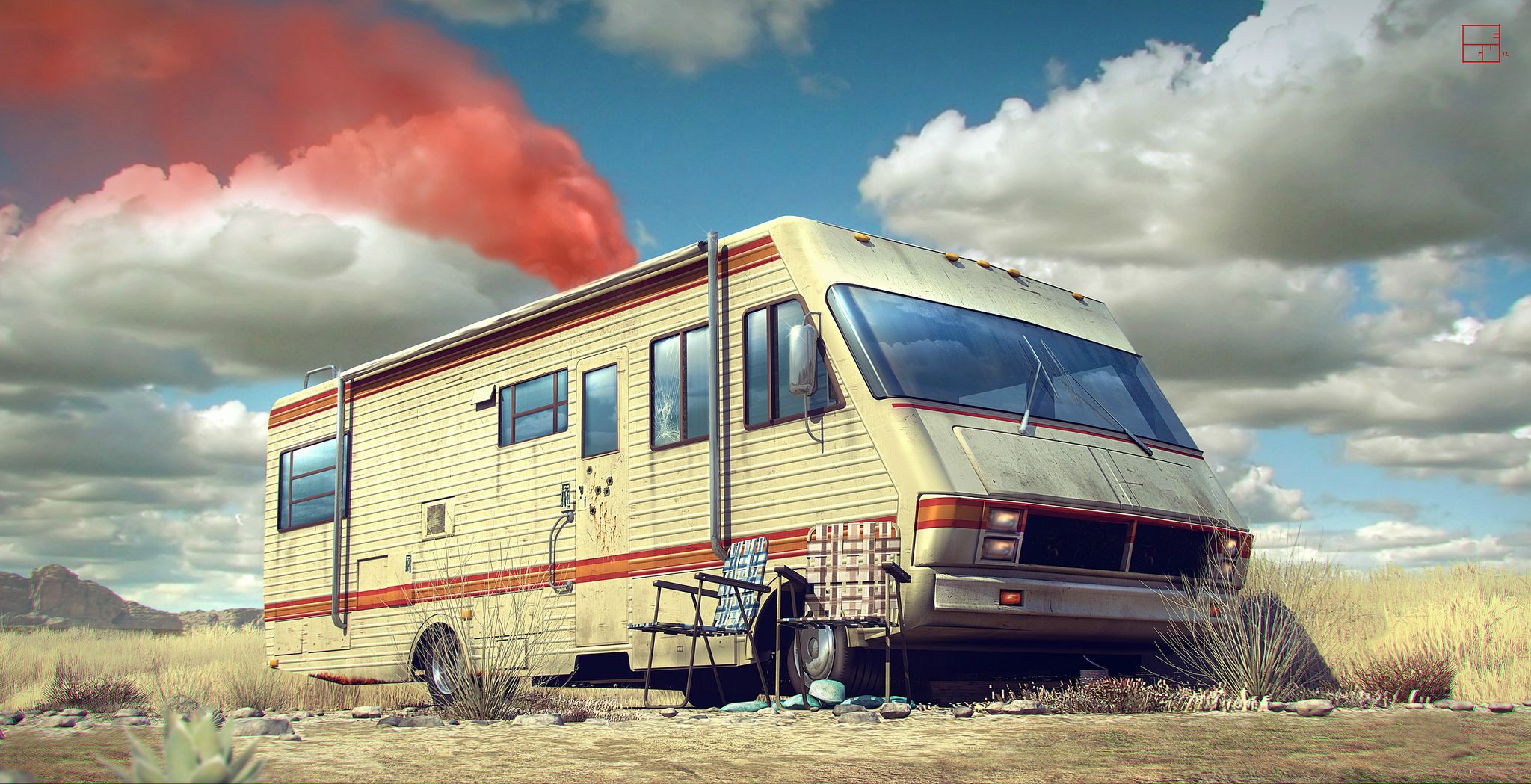 Camper Breaking Bad fumo rosso, 2048x1049 alta risoluzione, Desktop