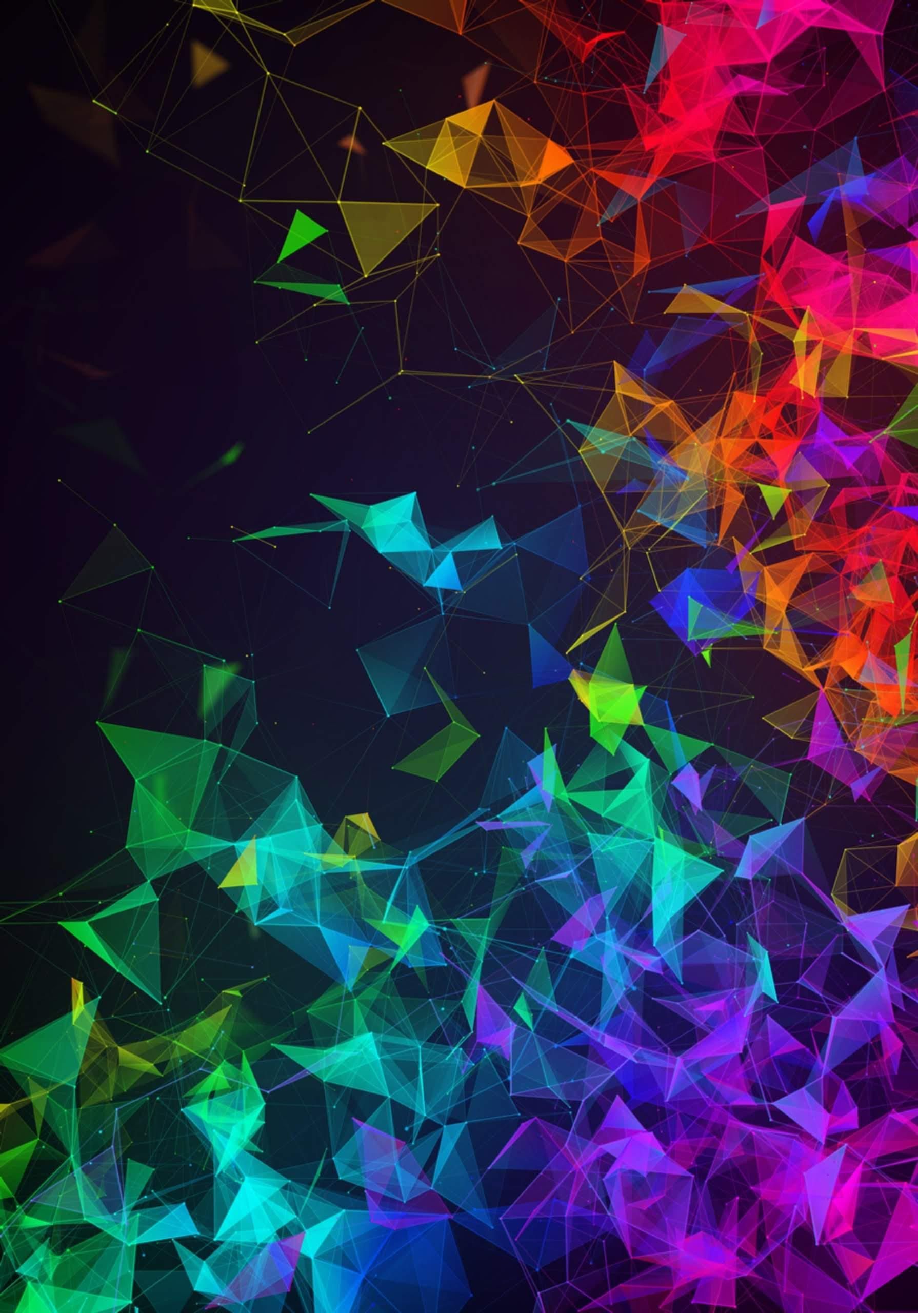 Rete geometrica multicolore astratta, 1790x2560 Verticale, Telefono