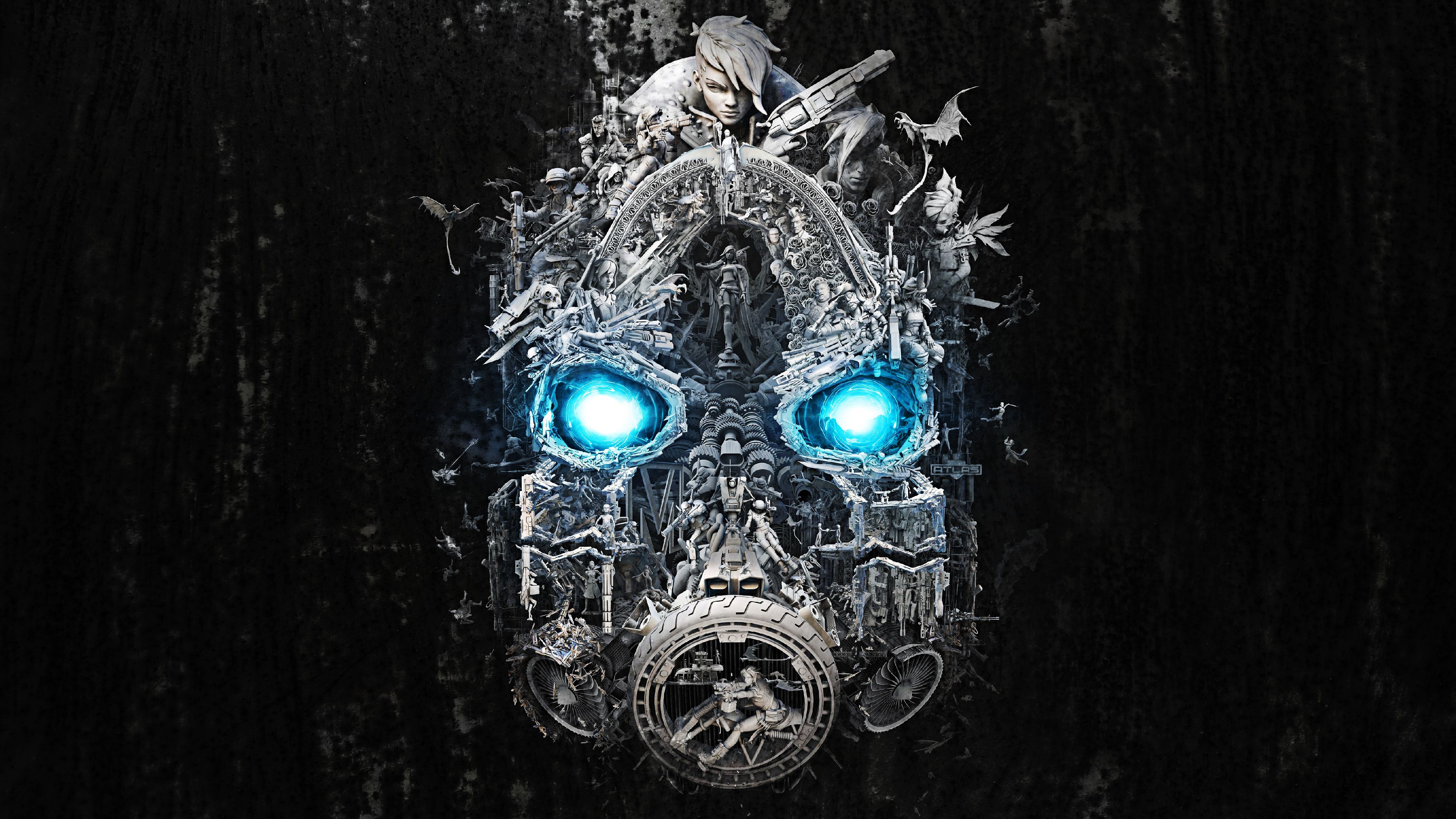 Maschera teschio Borderlands blu, 3840x2160 4K, Desktop 4K