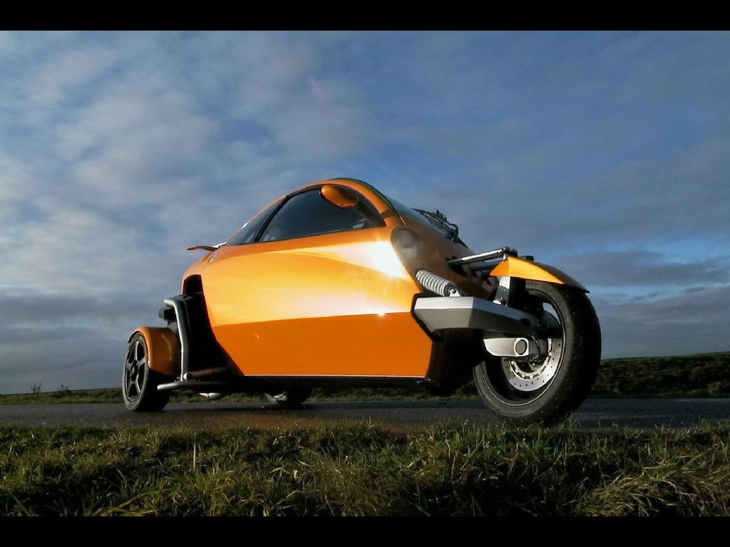 Veicolo concept a tre ruote arancione, 1024x768 HD, PC