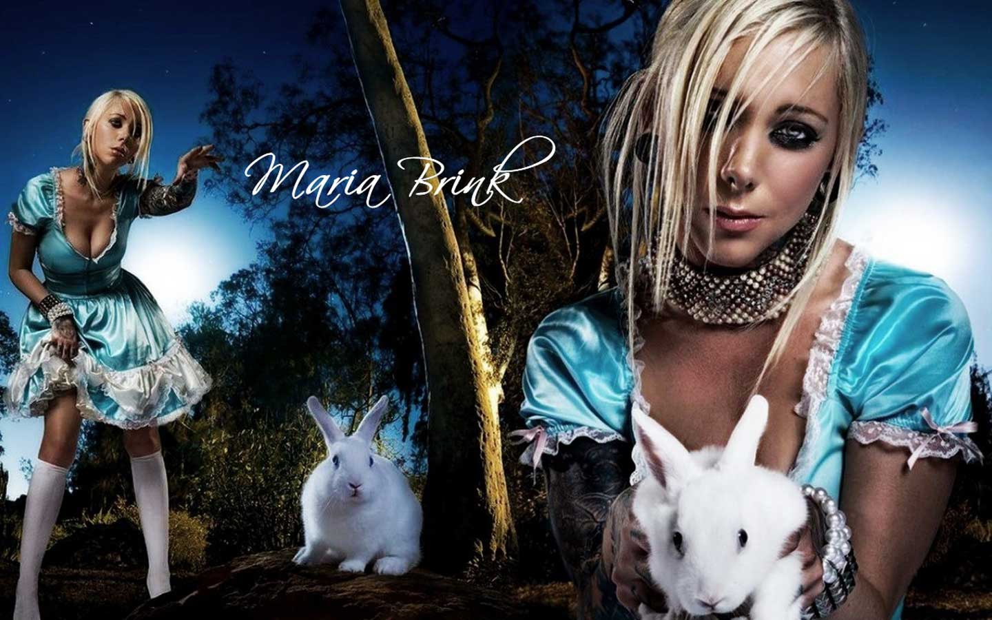 Maria Brink con conigli bianchi, 1440x900 720p, PC