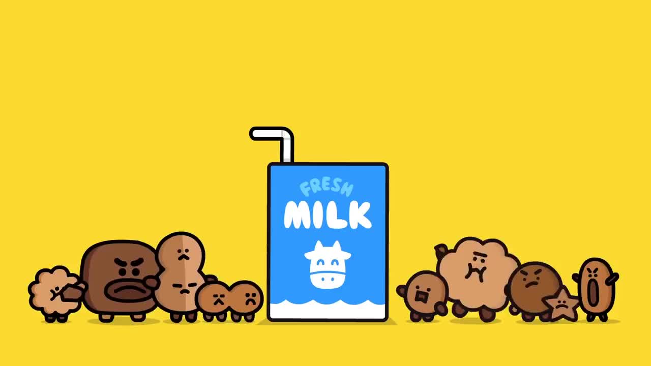 Personaggi BT21 con cartone latte, 1280x720 720p, Monitor Gaming