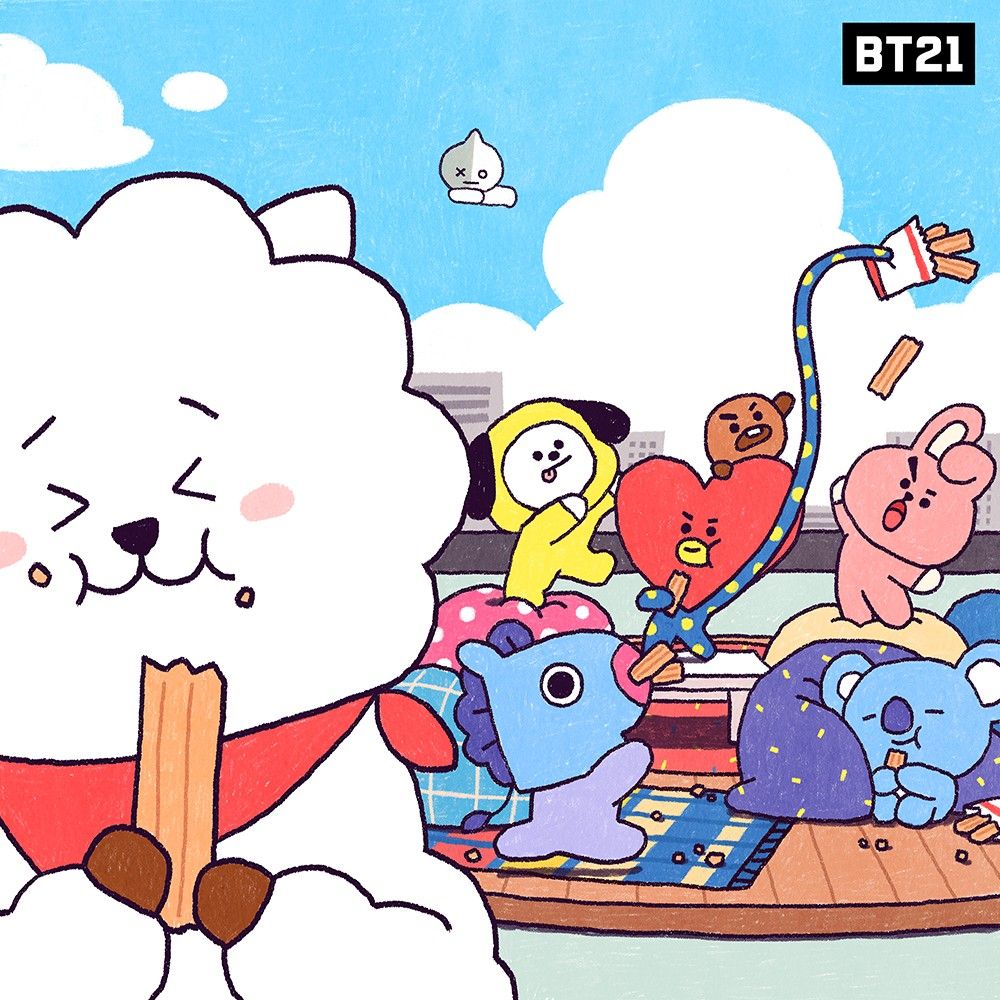 Personaggi BT21 su barca, 1000x1000 HD, Desktop
