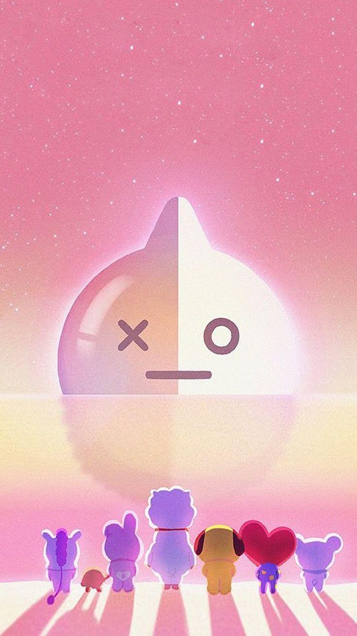 Personaggi BT21 rosa tramonto, BTS, 736x1308 Full HD Verticale, iPhone