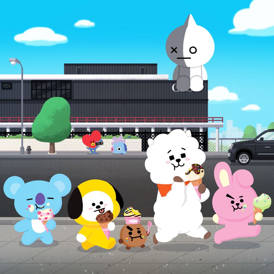 Personaggi BT21 con gelati, 960x960 HD, Desktop