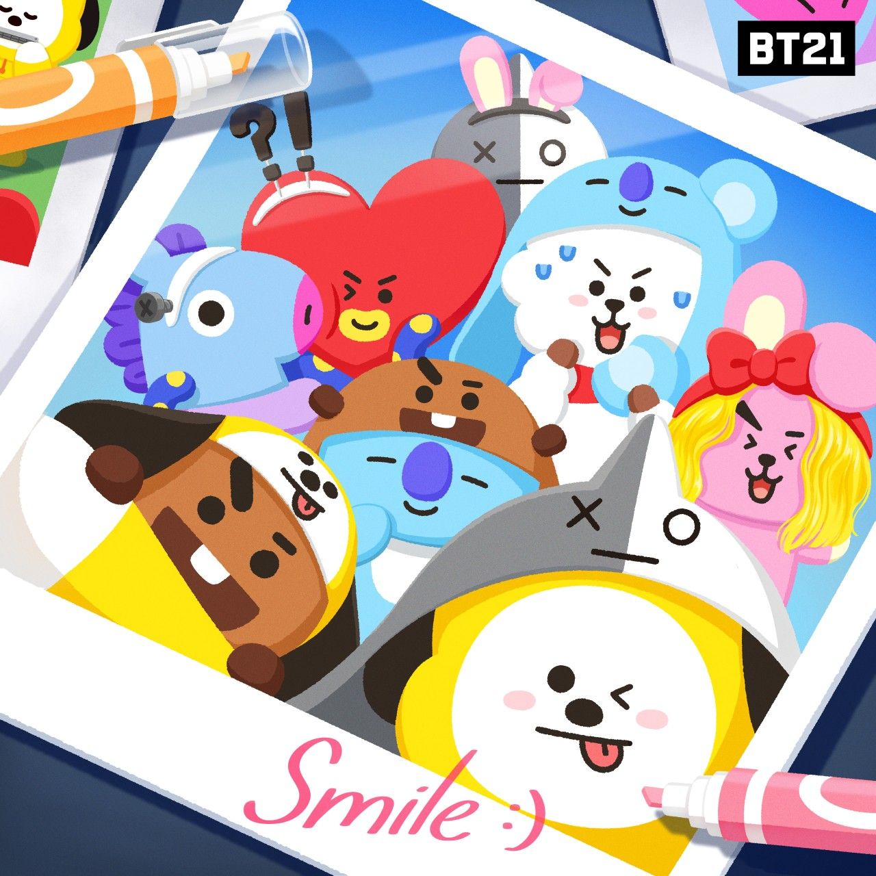Personaggi BT21 colorati, 1280x1280 HD, PC Desktop