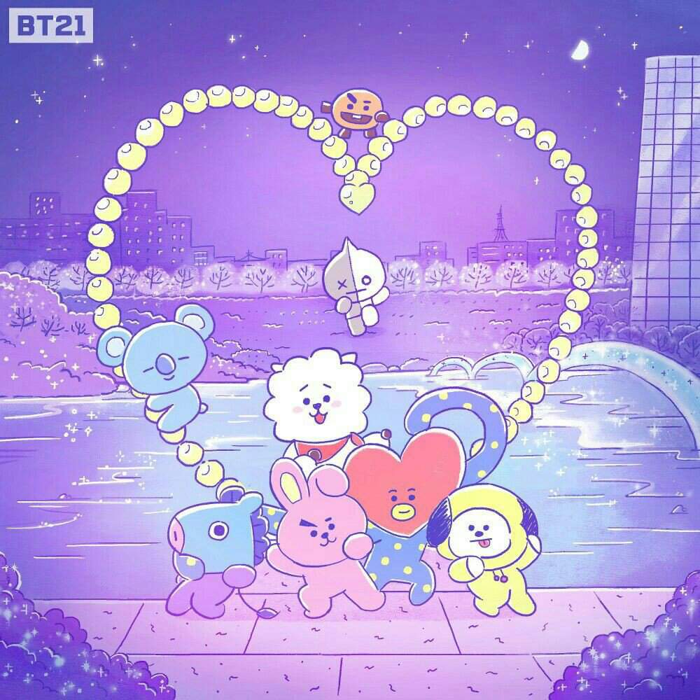 Personaggi BT21 cuore viola, 1000x1000 HD, Monitor Gaming