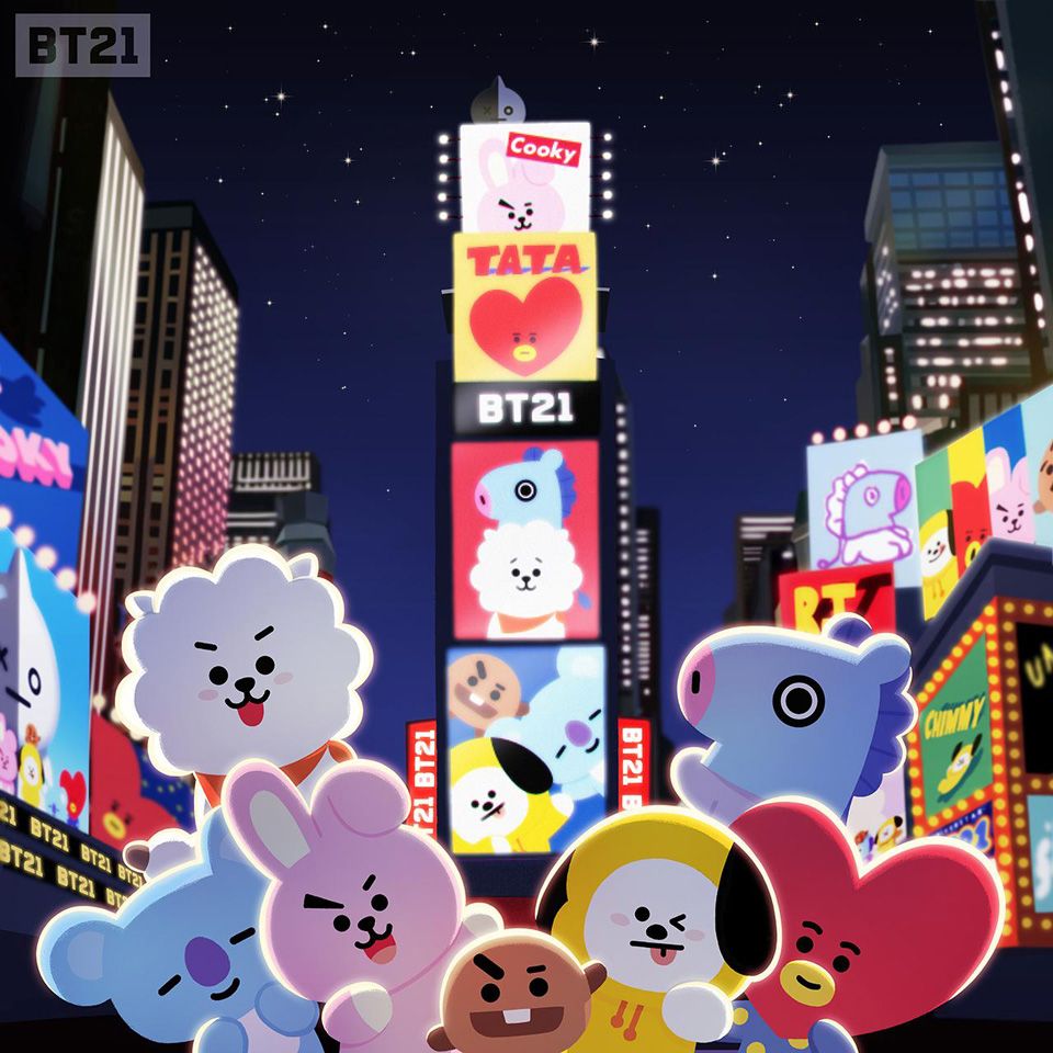 Personaggi BT21 città notturna, 960x960 HD, Monitor Gaming