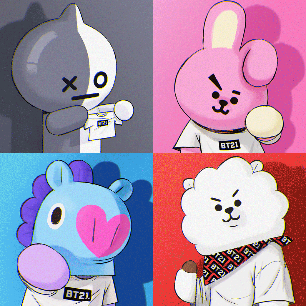 Personaggi BT21 collage colorato, 1040x1040 HD, Desktop