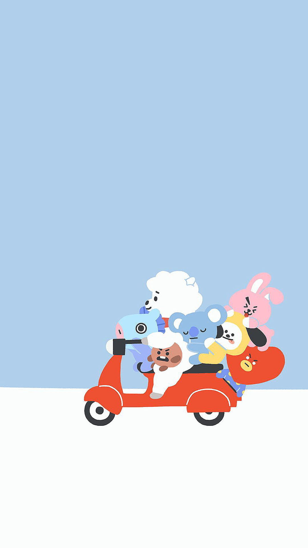 Personaggi BT21 su scooter, BTS, 1080x1920 Full HD Verticale, iPhone