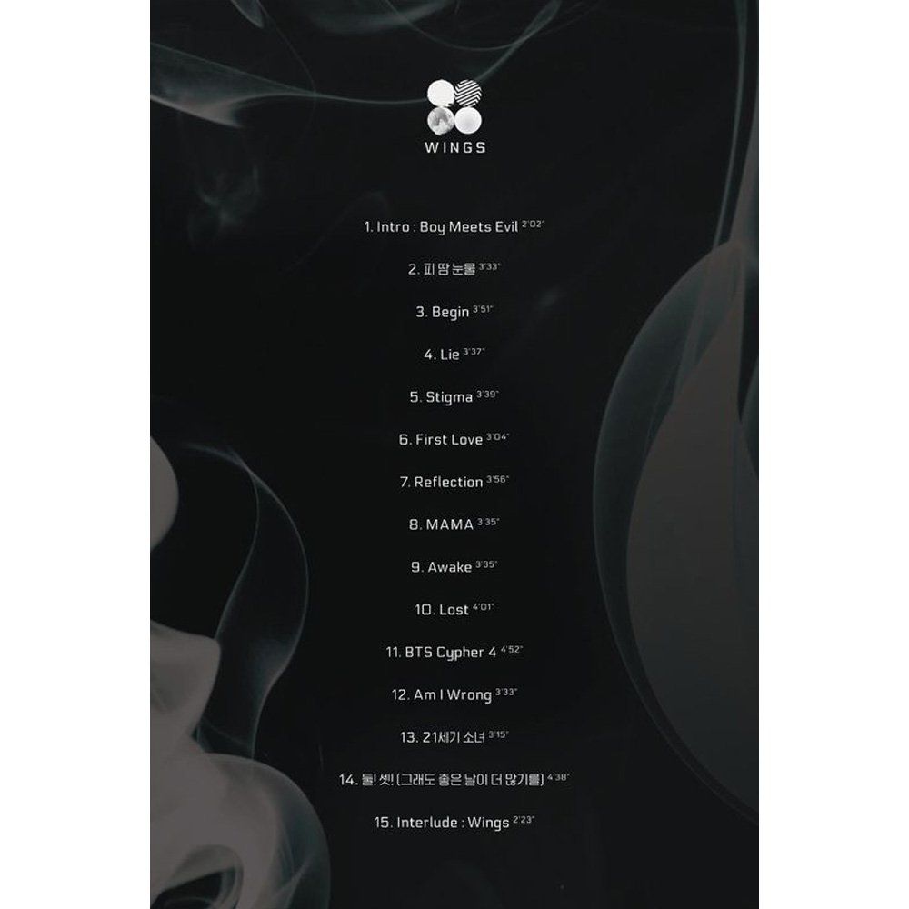 BTS Wings album tracklist, 1000x1000 HD, PC