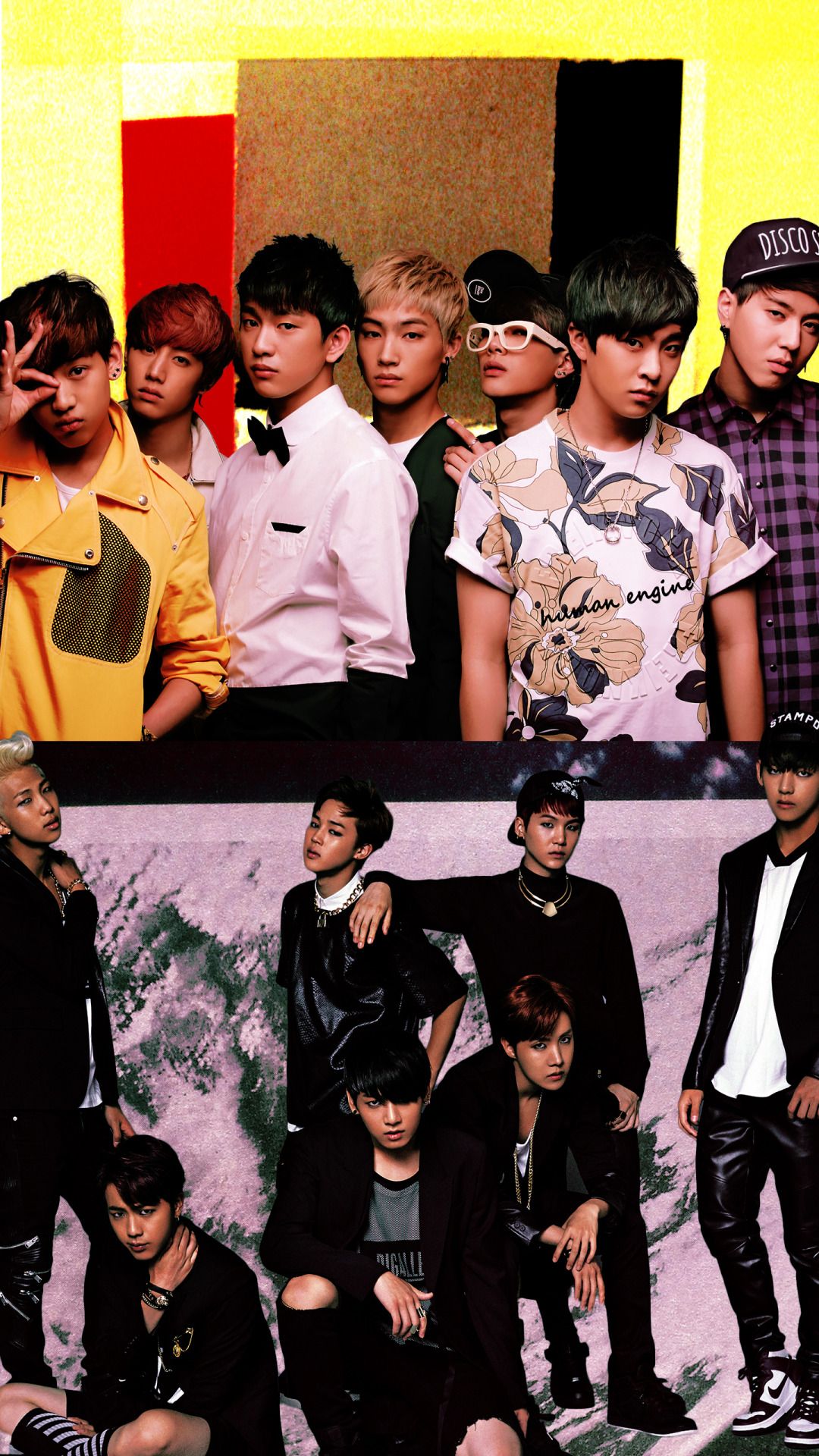 Collage GOT7 sfondo rosa, K-pop, 1082x1920 Full HD Verticale, Smartphone