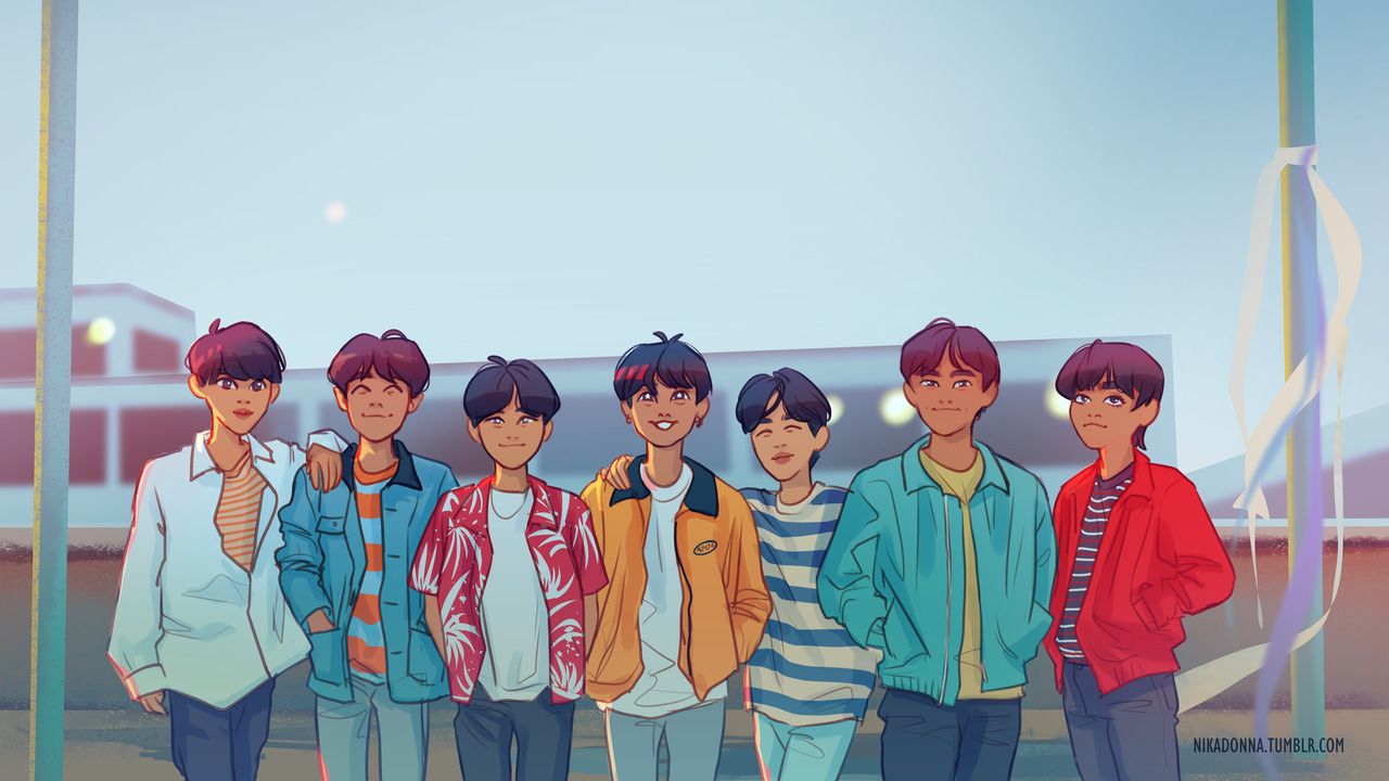BTS gruppo illustrazione animata, 1280x720 HD, PC Desktop