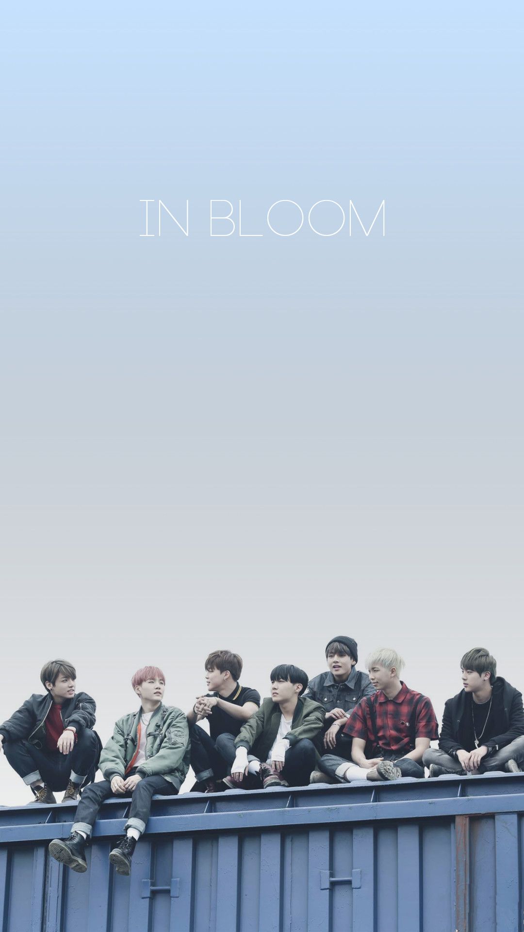 Gruppo BTS in campo blu, 1080x1917 Full HD Verticale, iPhone