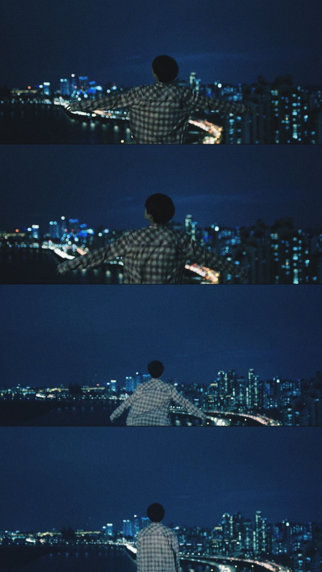Ragazzo braccia aperte città notte, 675x1200 Verticale, Mobile