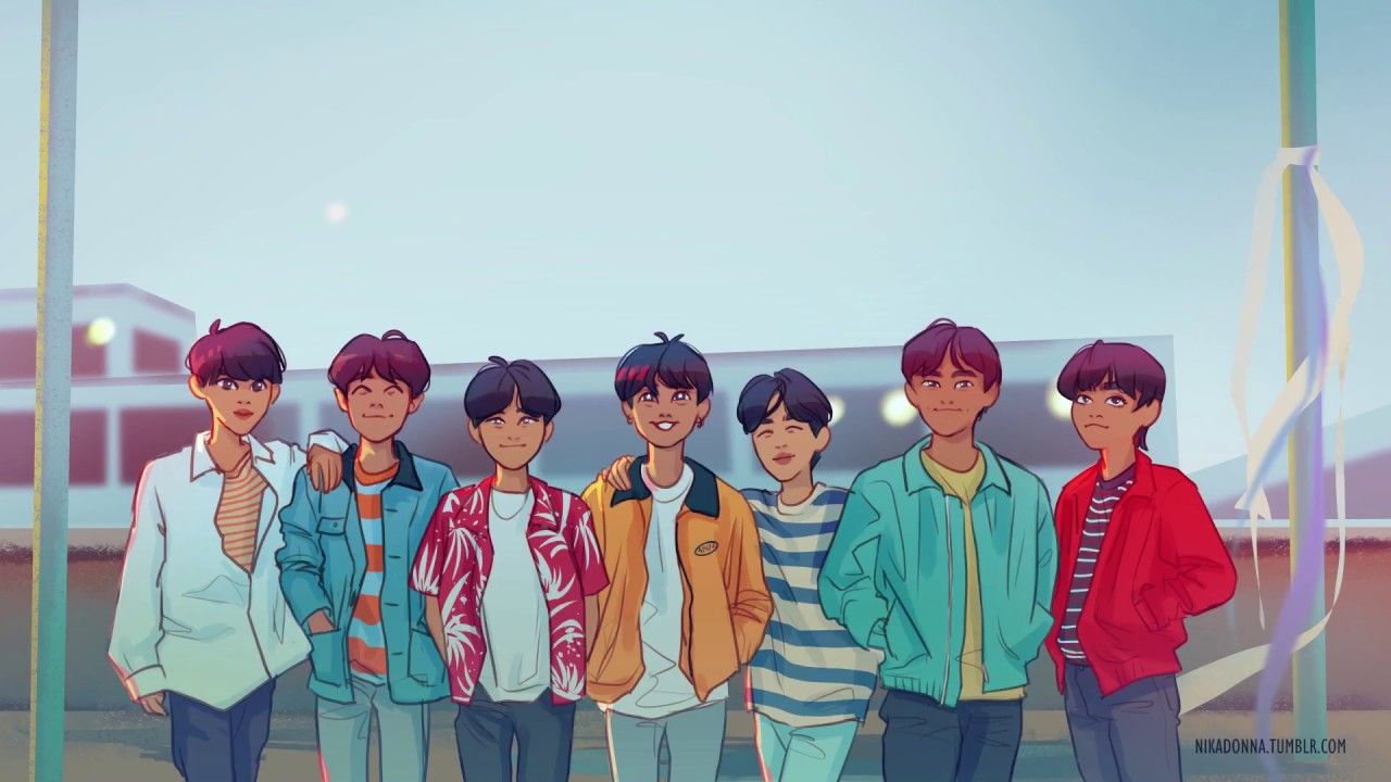 BTS gruppo animato colorato, 1280x720 720p, PC