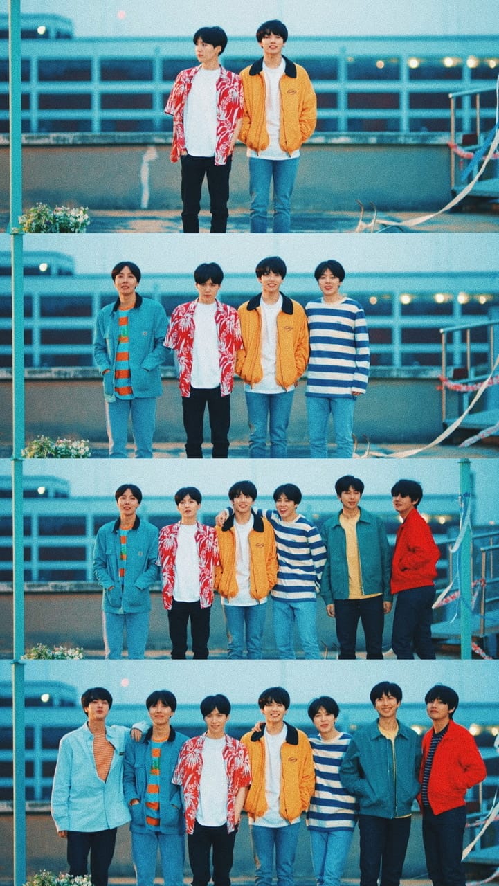 BTS gruppo scale blu, 721x1280 Verticale, Telefono