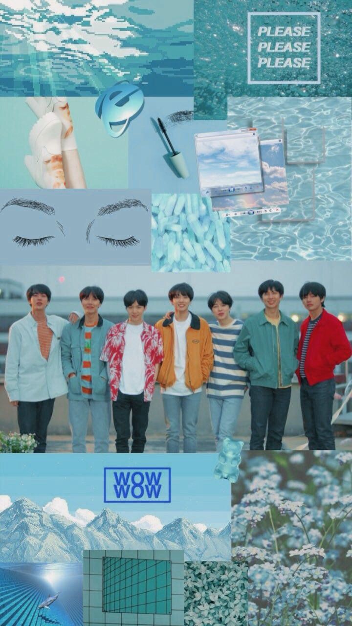 BTS collage estetico blu, 720x1280 Full HD Verticale, Realme