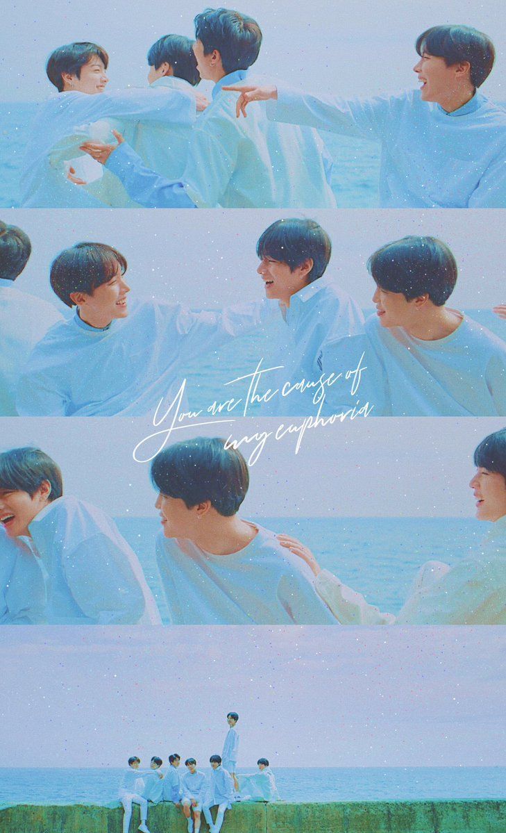BTS Euphoria collage azzurro, Bangtan Sonyeondan, 729x1199 Full HD Verticale, iPhone