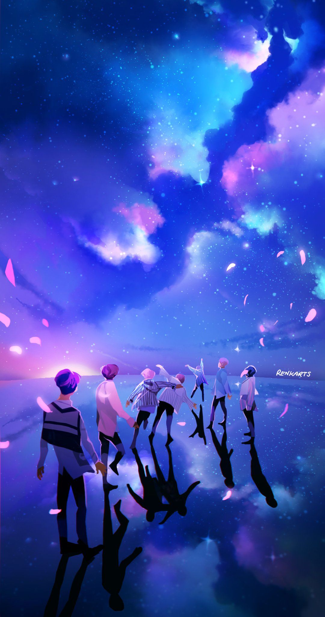 BTS fan art figure blu, 1081x2048 Verticale, Telefono