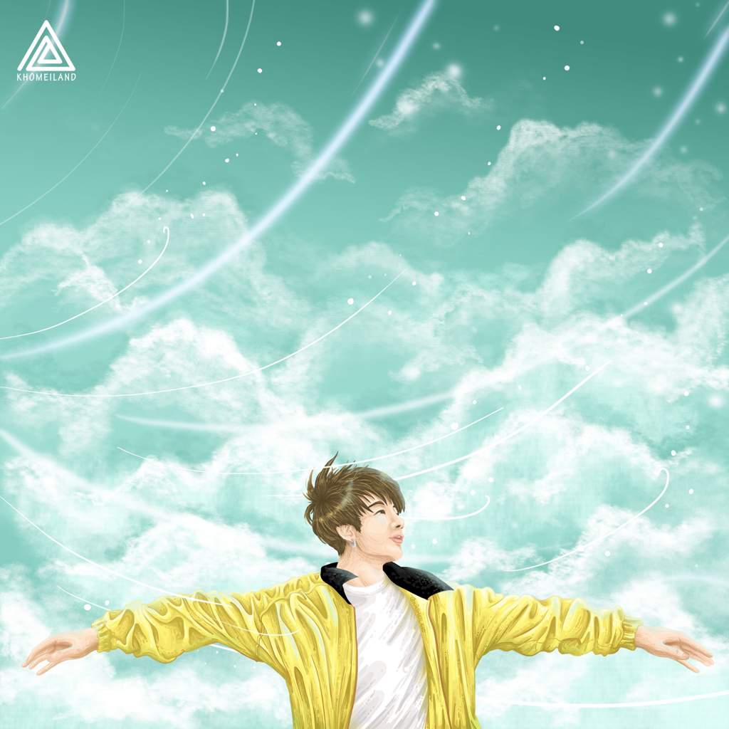 Jungkook fan art nuvole cielo, Jeon Jungkook, 1024x1024 HD, Acer Nitro
