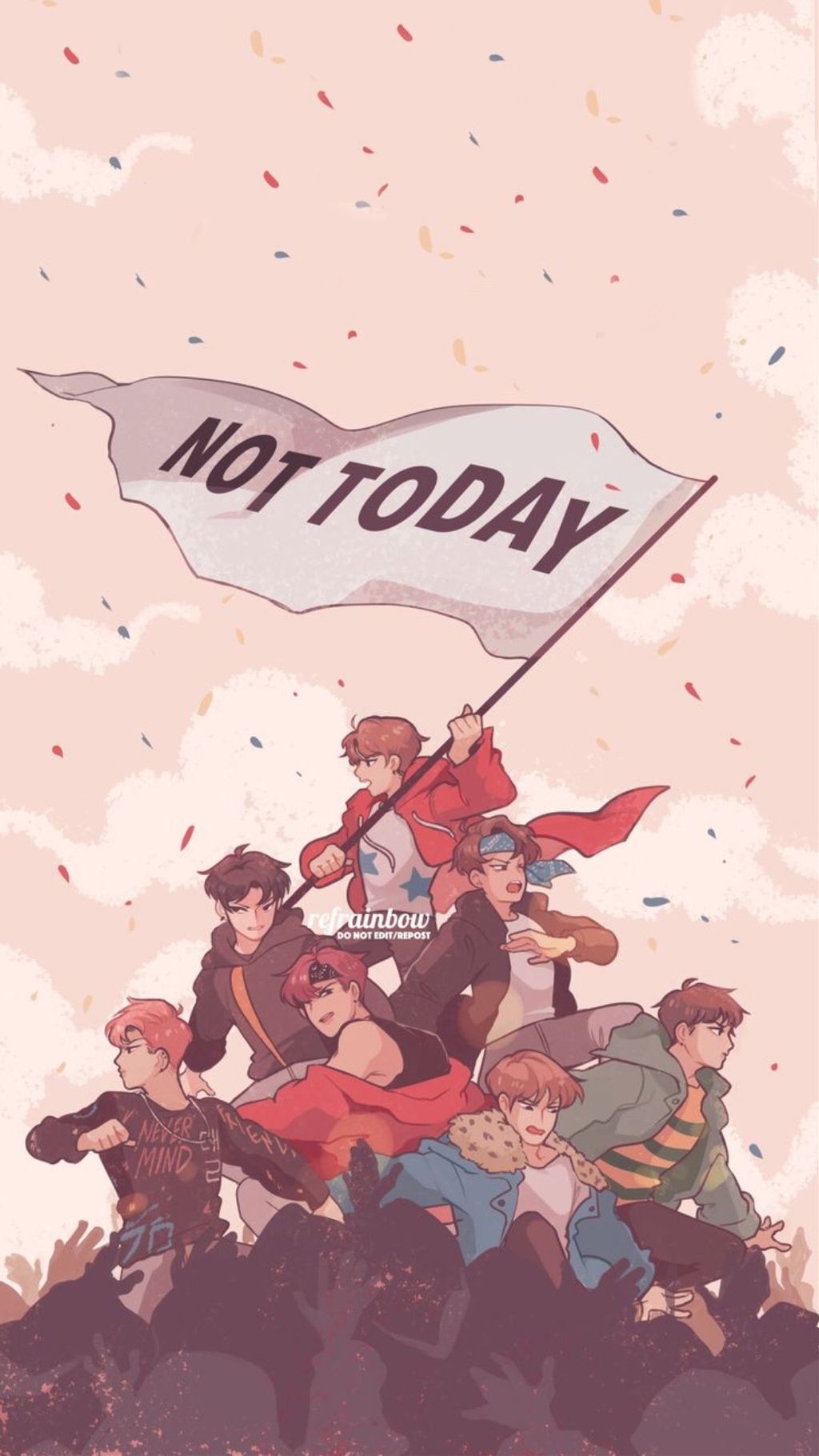 BTS fan art bandiera Not Today, 1024x1820 Full HD Verticale, Realme