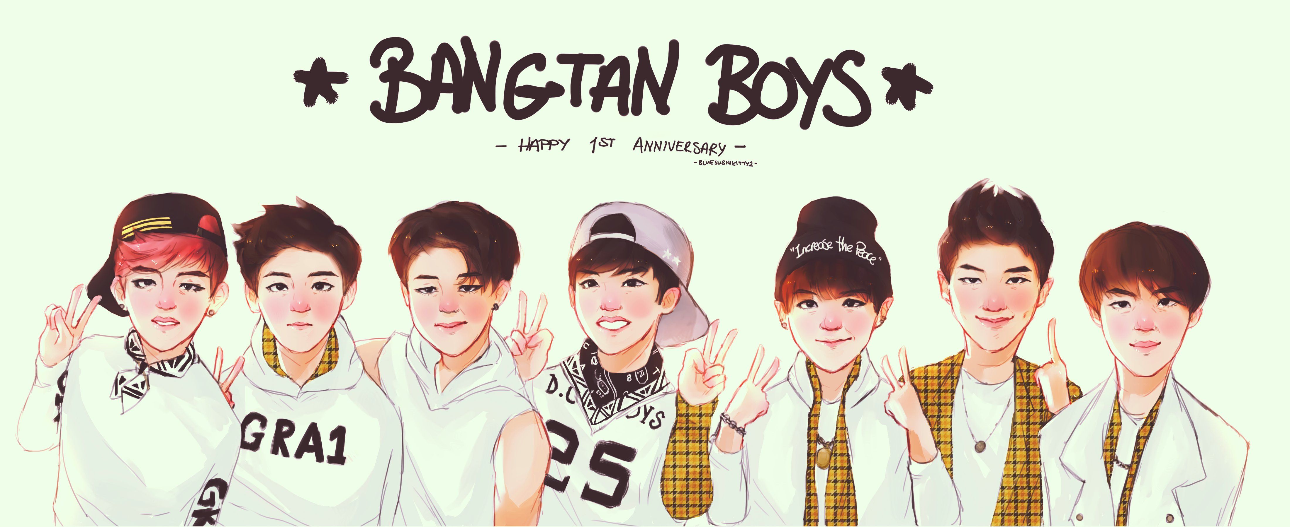 BTS Bangtan Boys illustrazione, gruppo K-pop, 4400x1800 Ultrawide, Acer Nitro