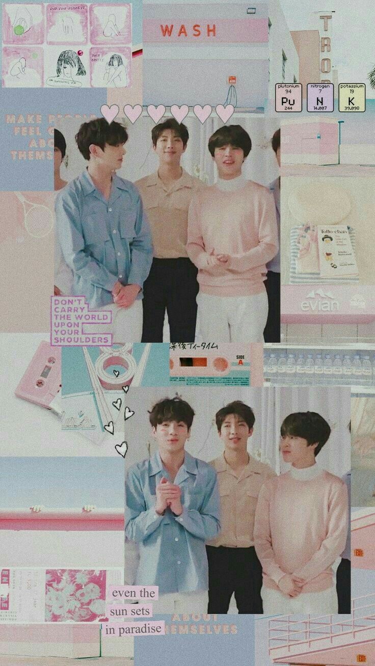 BTS collage estetico rosa, 736x1308 Verticale, Mobile