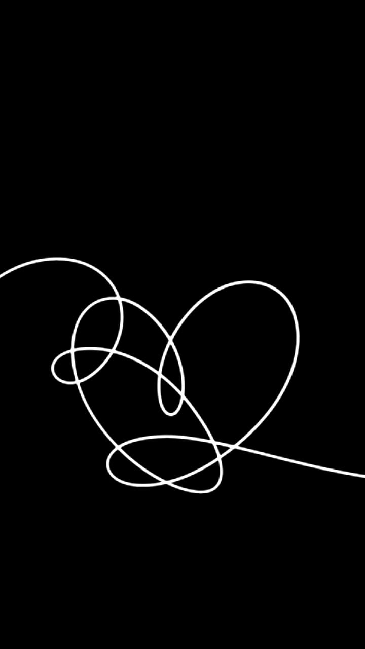 Cuore linea bianca nero, 720x1280 Full HD Verticale, Smartphone