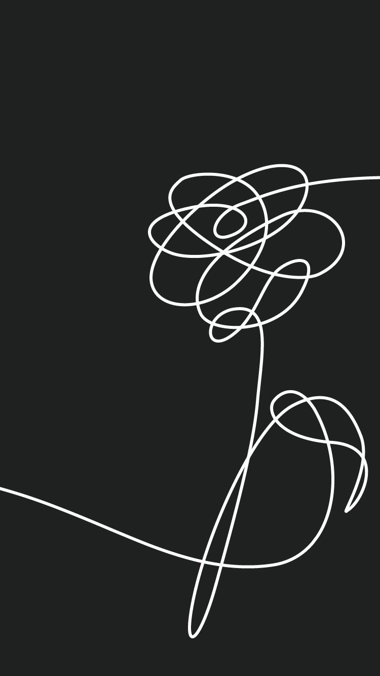 Fiore line art bianco nero, 750x1334 Verticale, Mobile