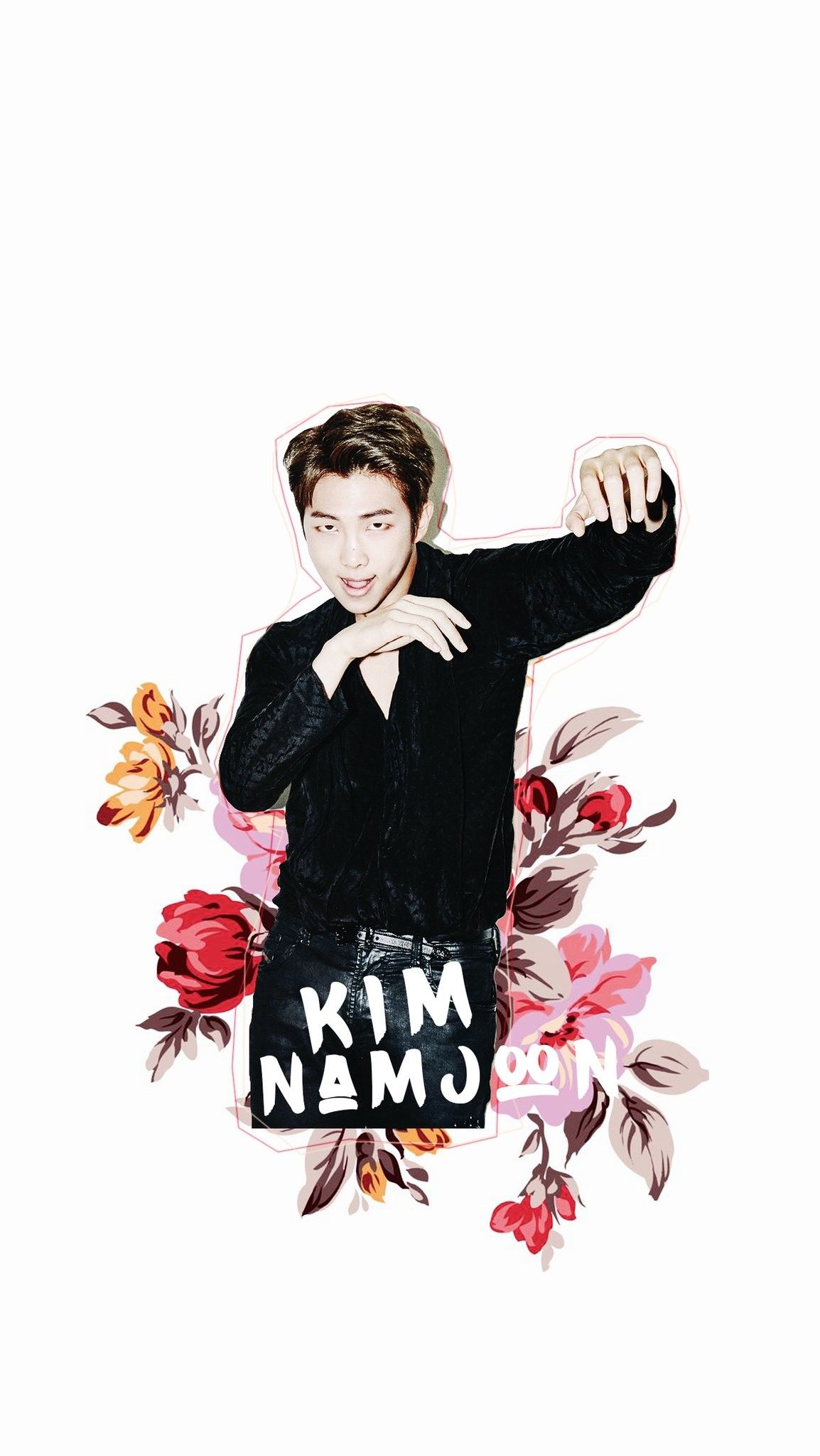 Kim Namjoon BTS con fiori, 1154x2048 Verticale, Mobile