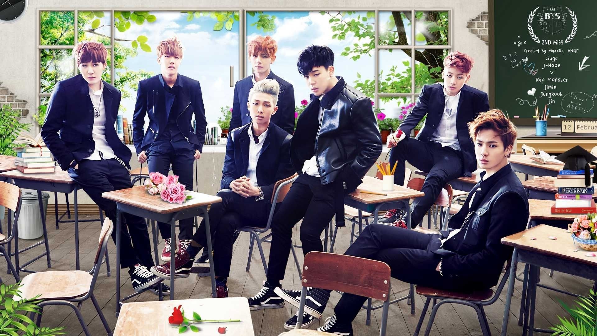 Gruppo BTS in aula, 1920x1080 1080p, PC Desktop