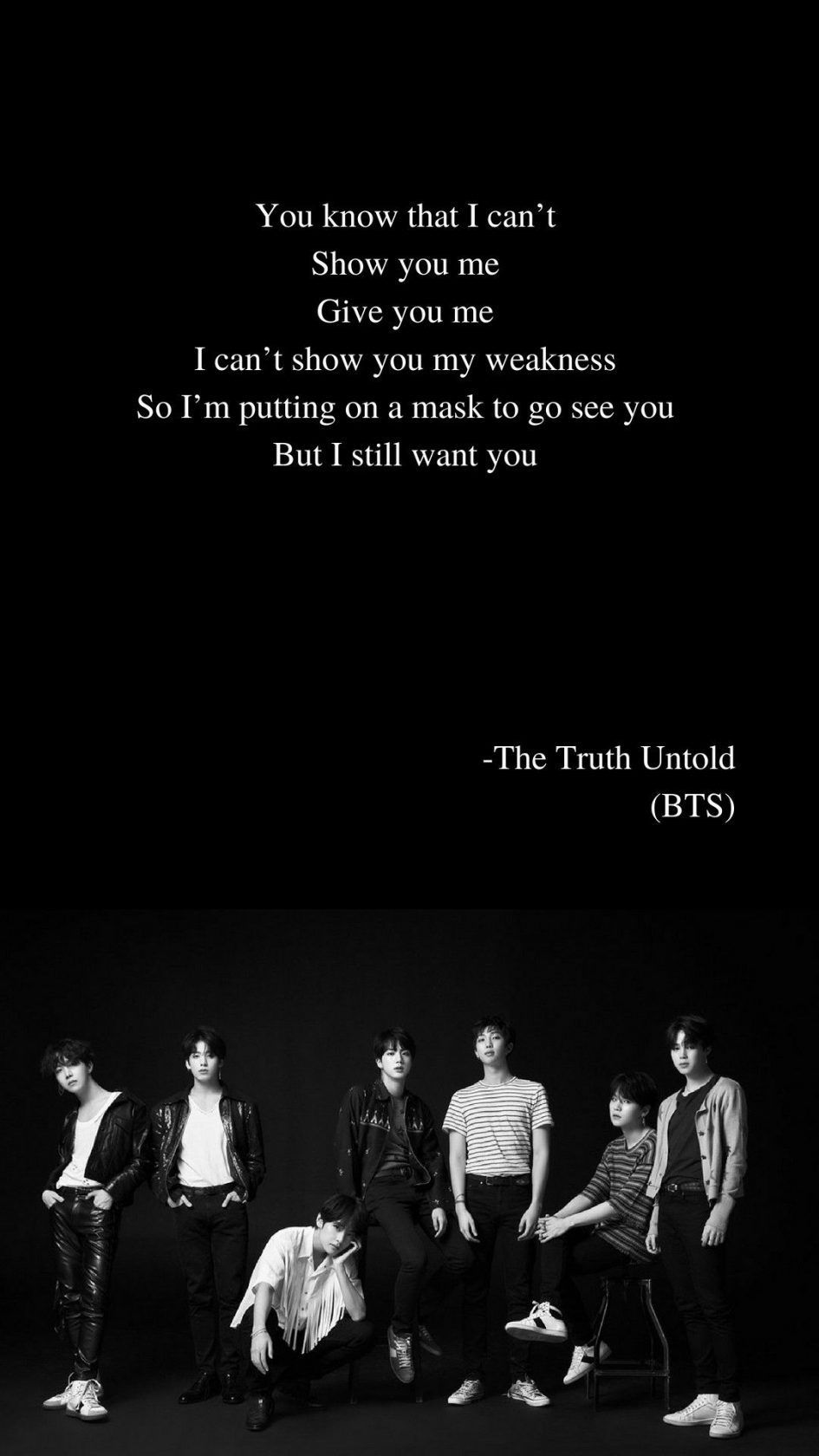 Citazione BTS in bianco e nero, 945x1680 Verticale, Telefono