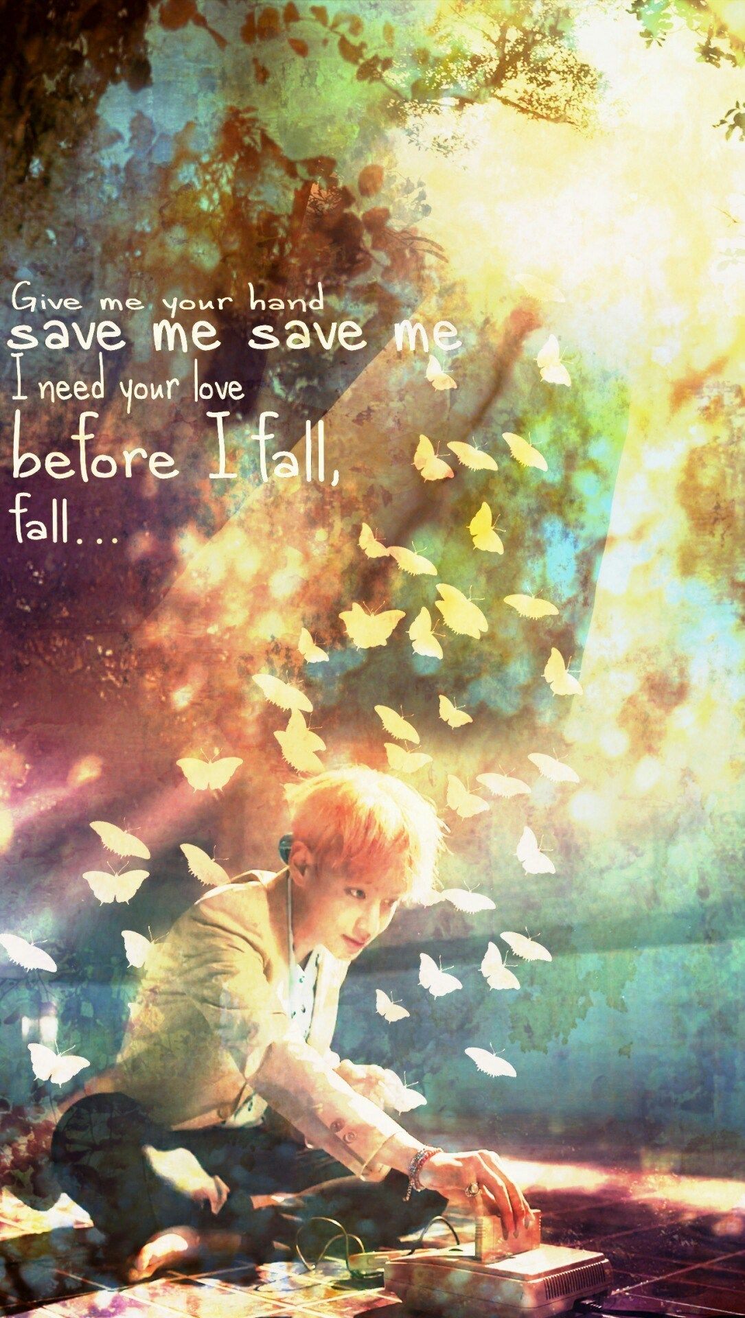 Ragazzo anime con farfalle, 1085x1920 Full HD Verticale, Smartphone