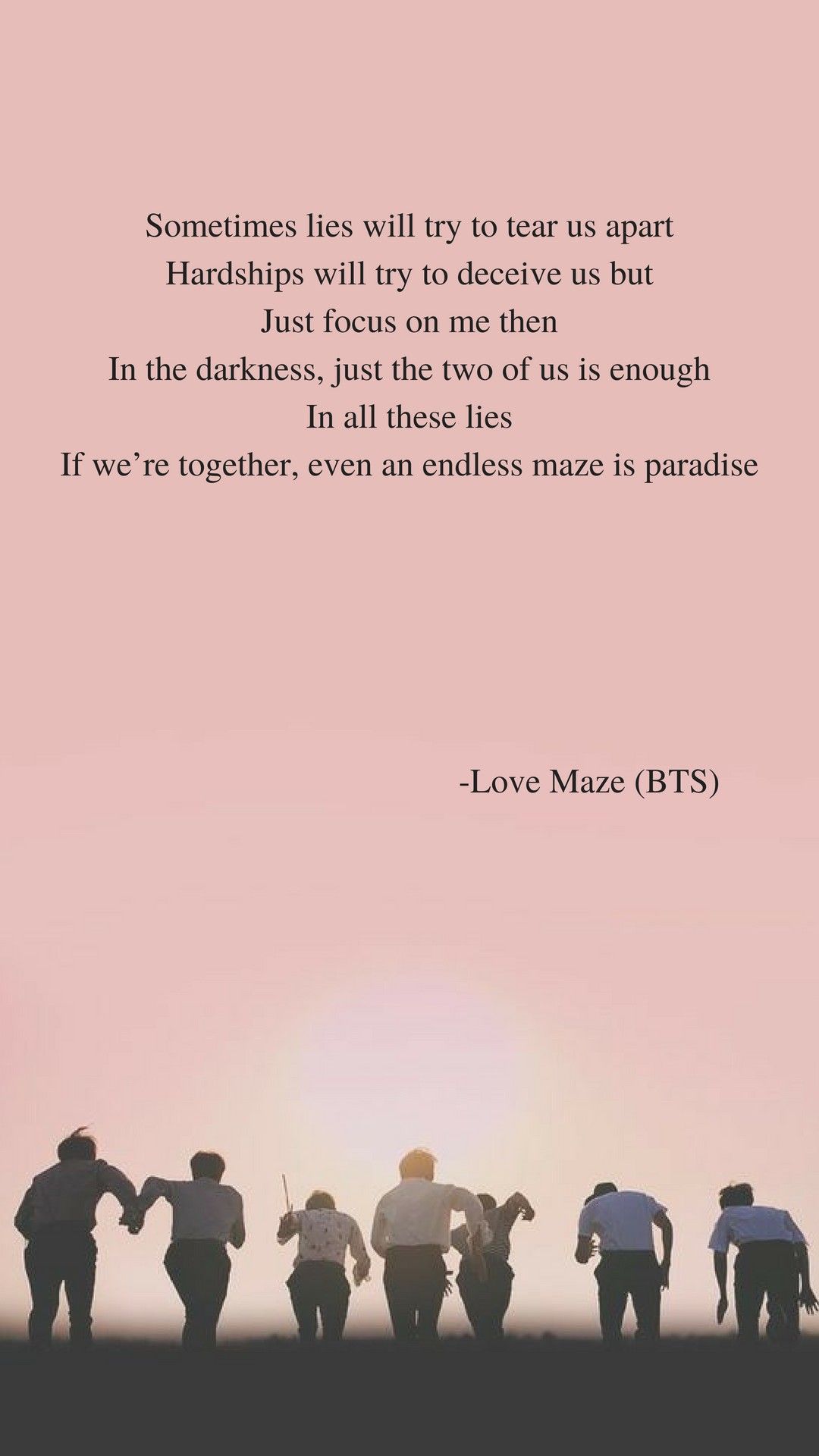 Citazione Love Maze BTS silhouette, 1080x1920 Verticale, Telefono