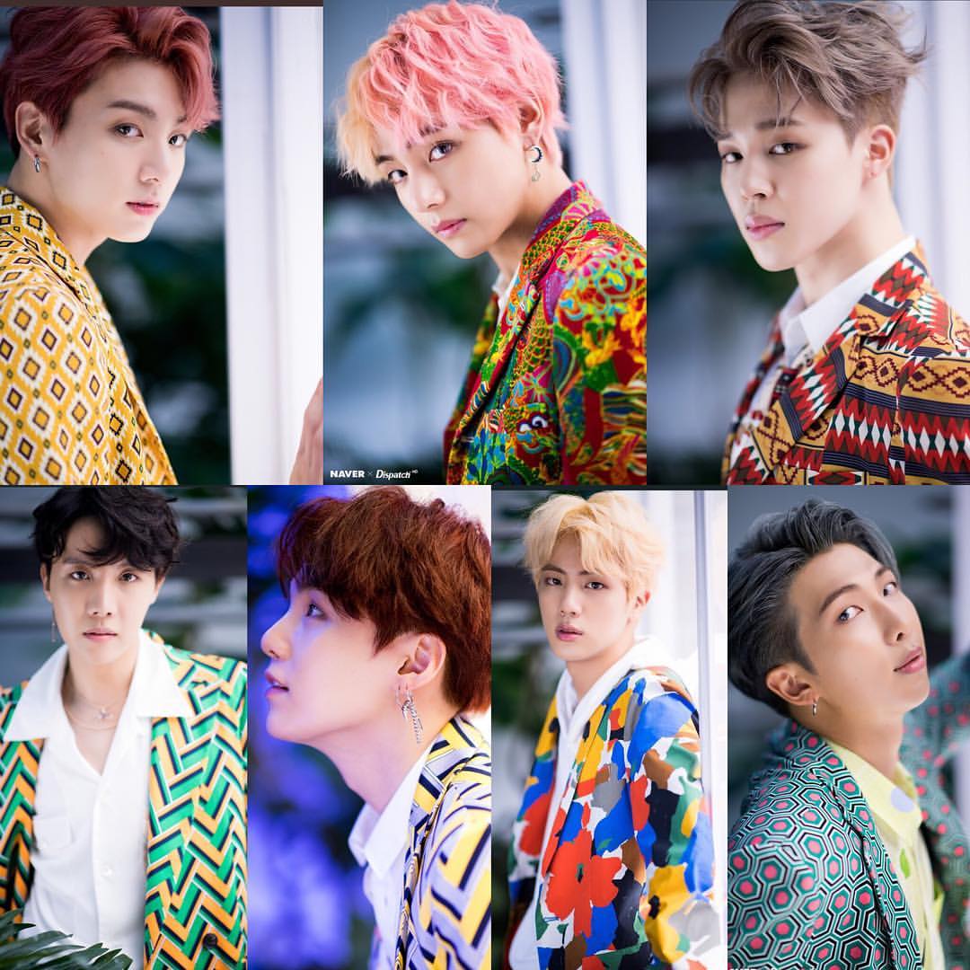 Collage membri BTS colorato, 1080x1080 HD, Laptop