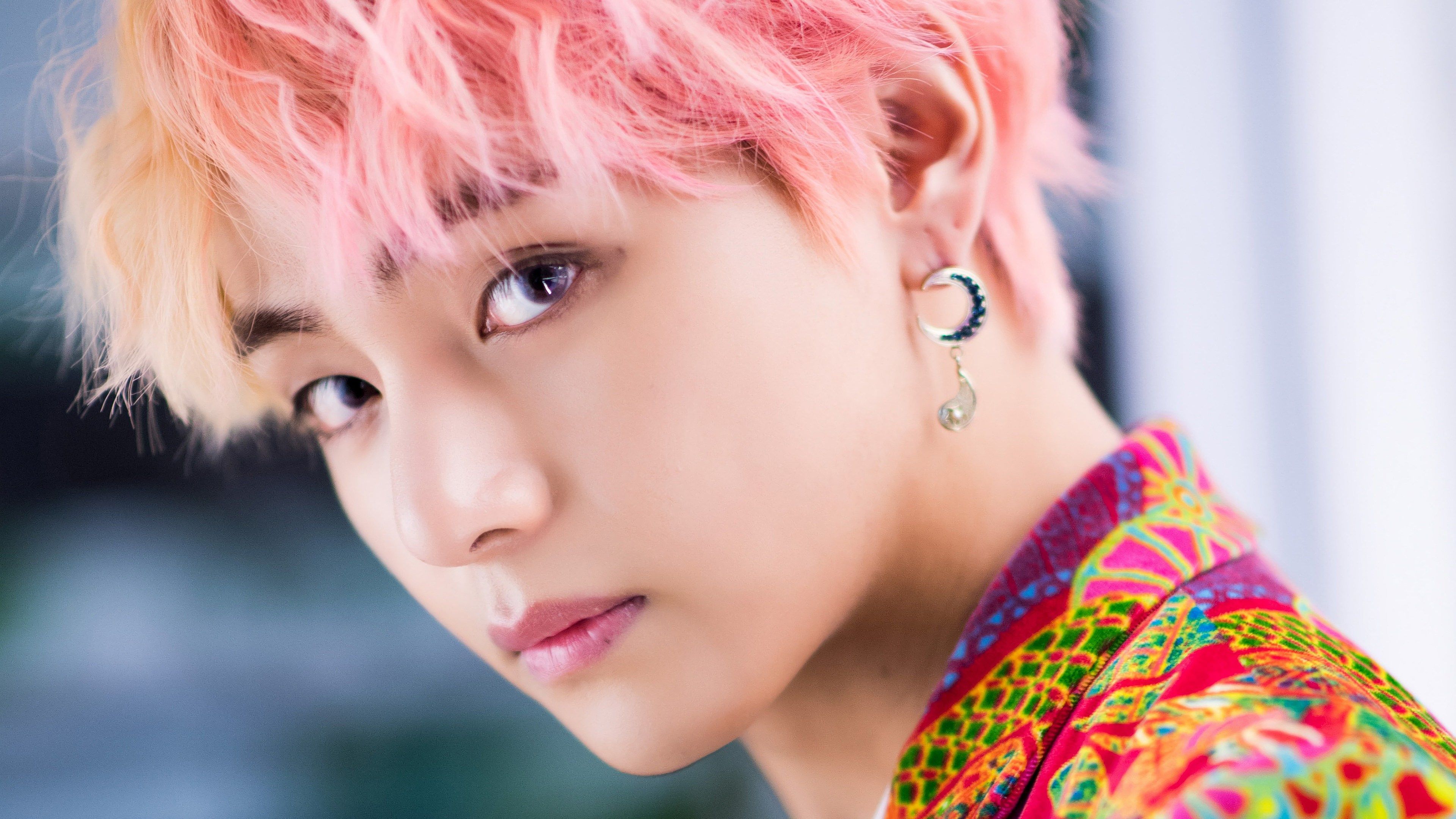 V BTS capelli rosa, 3840x2160 4K, Desktop 4K